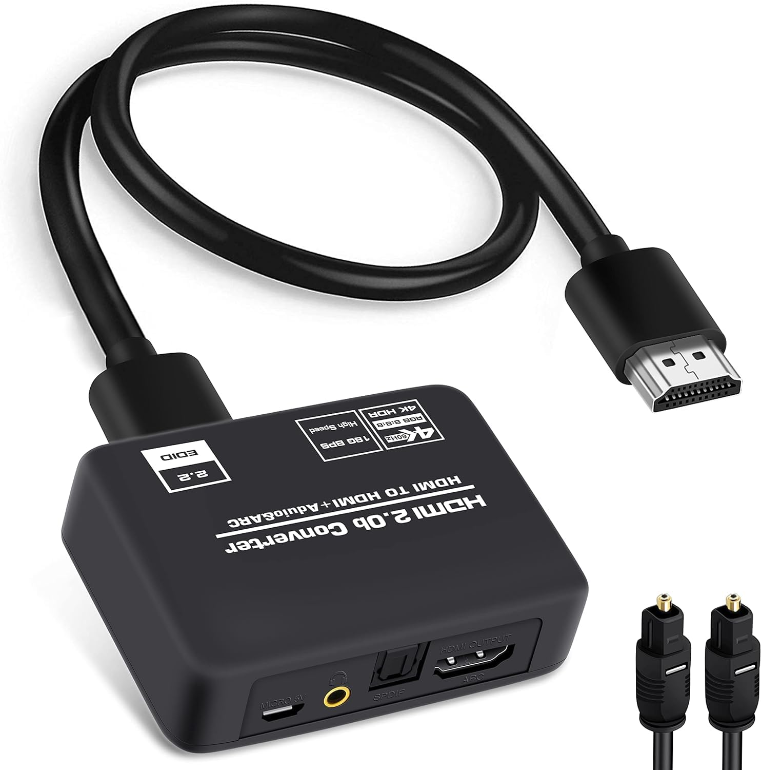 4K 60Hz HDMI Audio Extractor Splitter Converter (HDMI ARC + Optical + 3.5mm) with HDCP 2.2