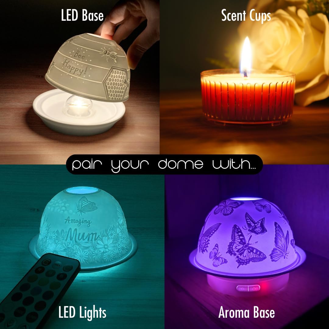 Thumbnail 3 de Cello Porcelain Tealight Holder Dome with 3D Projection Lithophane Tealight Candle Wax Warmer Effect