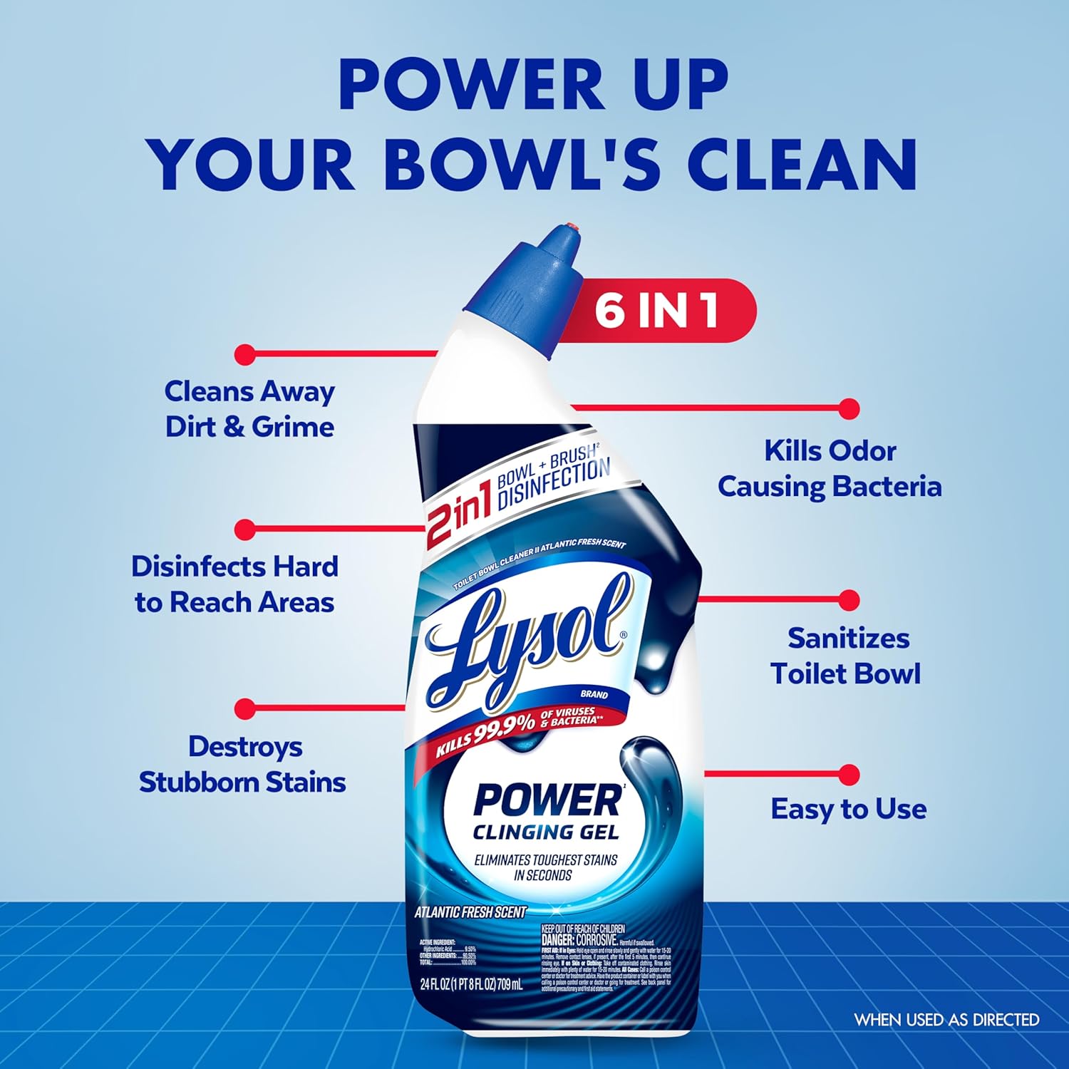 Thumbnail 1 de Lysol Toilet Bowl Cleaner Clinging Gel, Power, 24 oz, 4 Pack