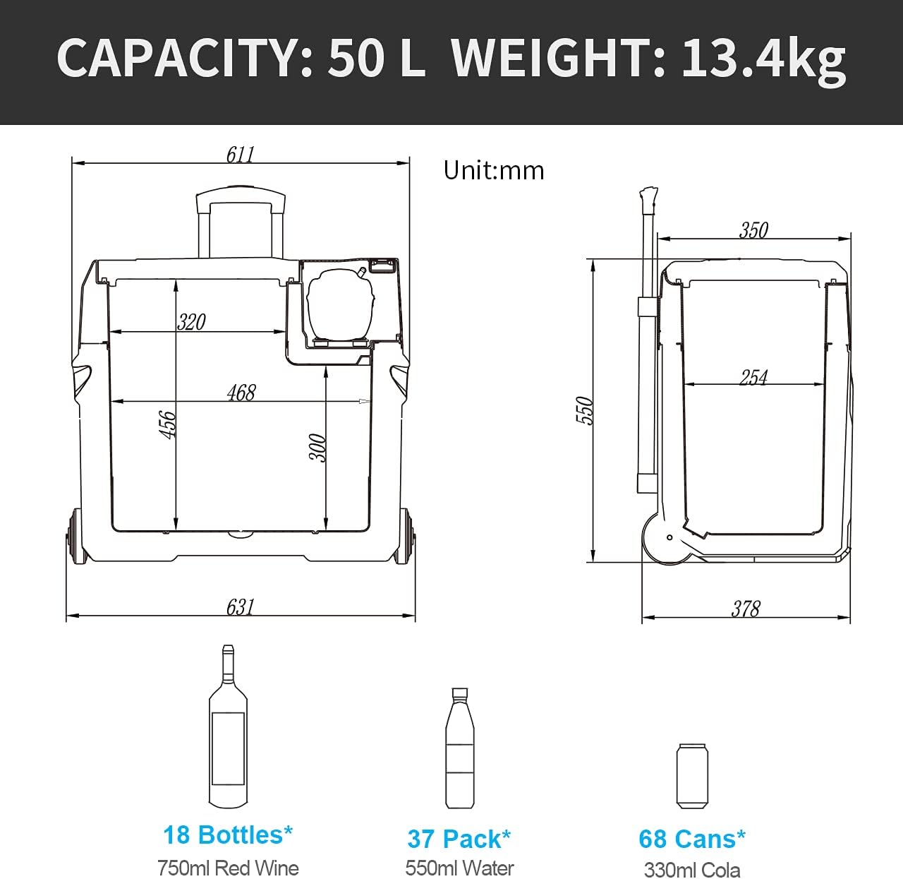 Detalle 2 de Alpicool CX50 50L Compressor Car Refrigerator: Portable 12V/AC Fridge Freezer for Road Trips