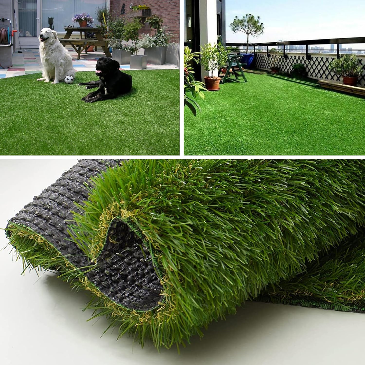 Detalle de SHNOSU 4 ft x 6 ft Artificial Grass Turf Rug, 1.38 in Pile, Drainage Holes
