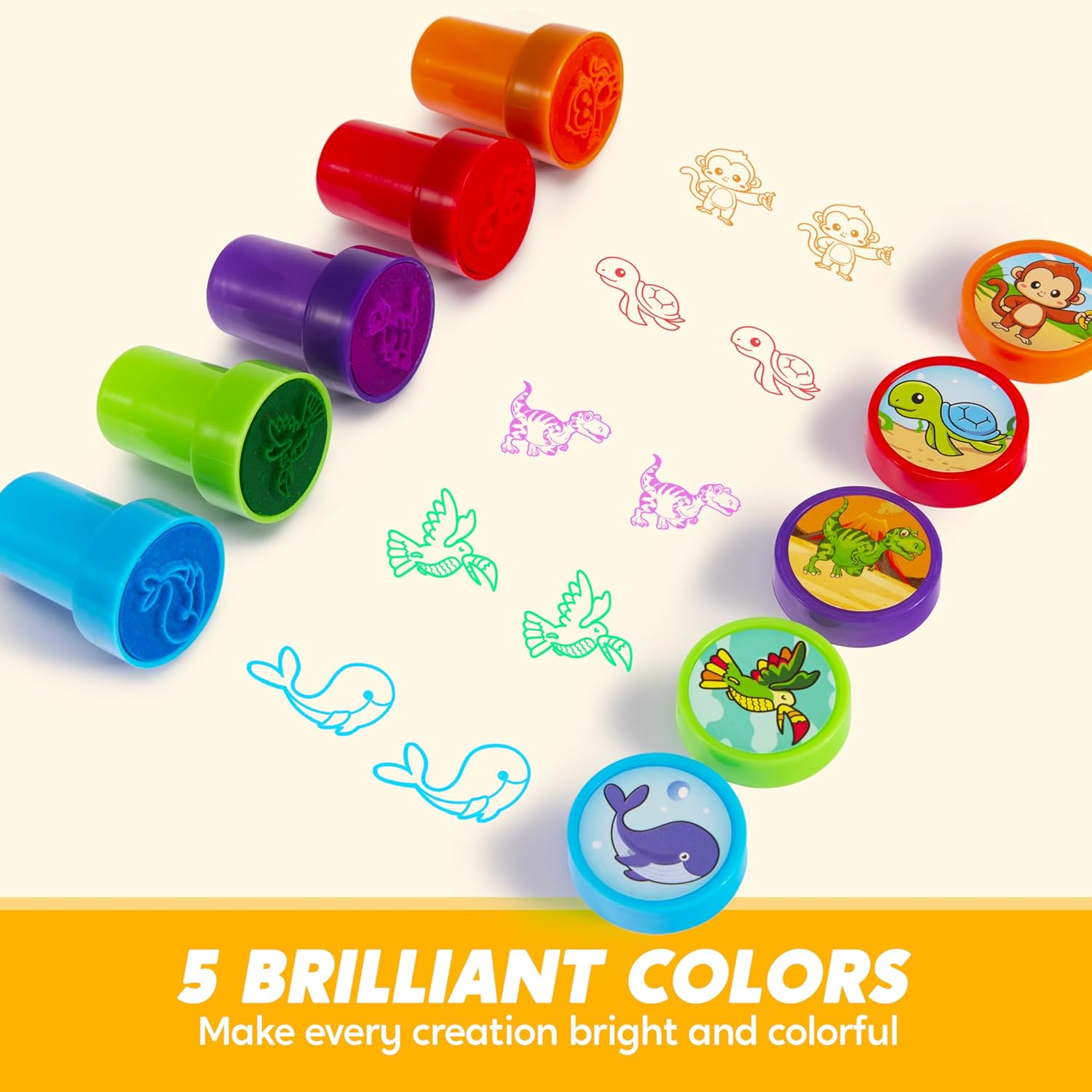 Thumbnail 2 de SYNCFUN 30er Tierstempel für Kinder – selbstfärbende Kinderstempel mit 30 Motiven in 5 Farben