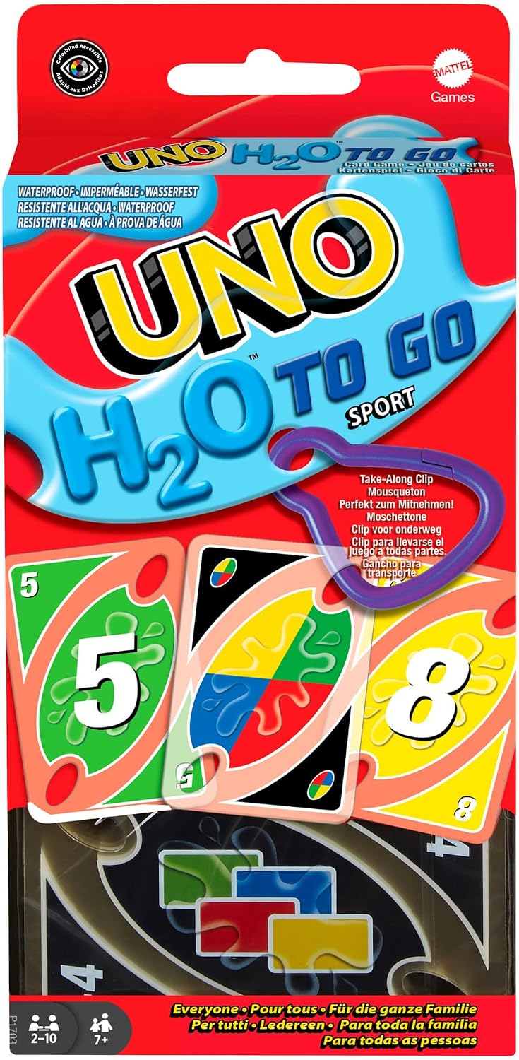 Detalle de Mattel Games UNO H2O to Go: Water‑Resistant UNO for Travel and Outdoors