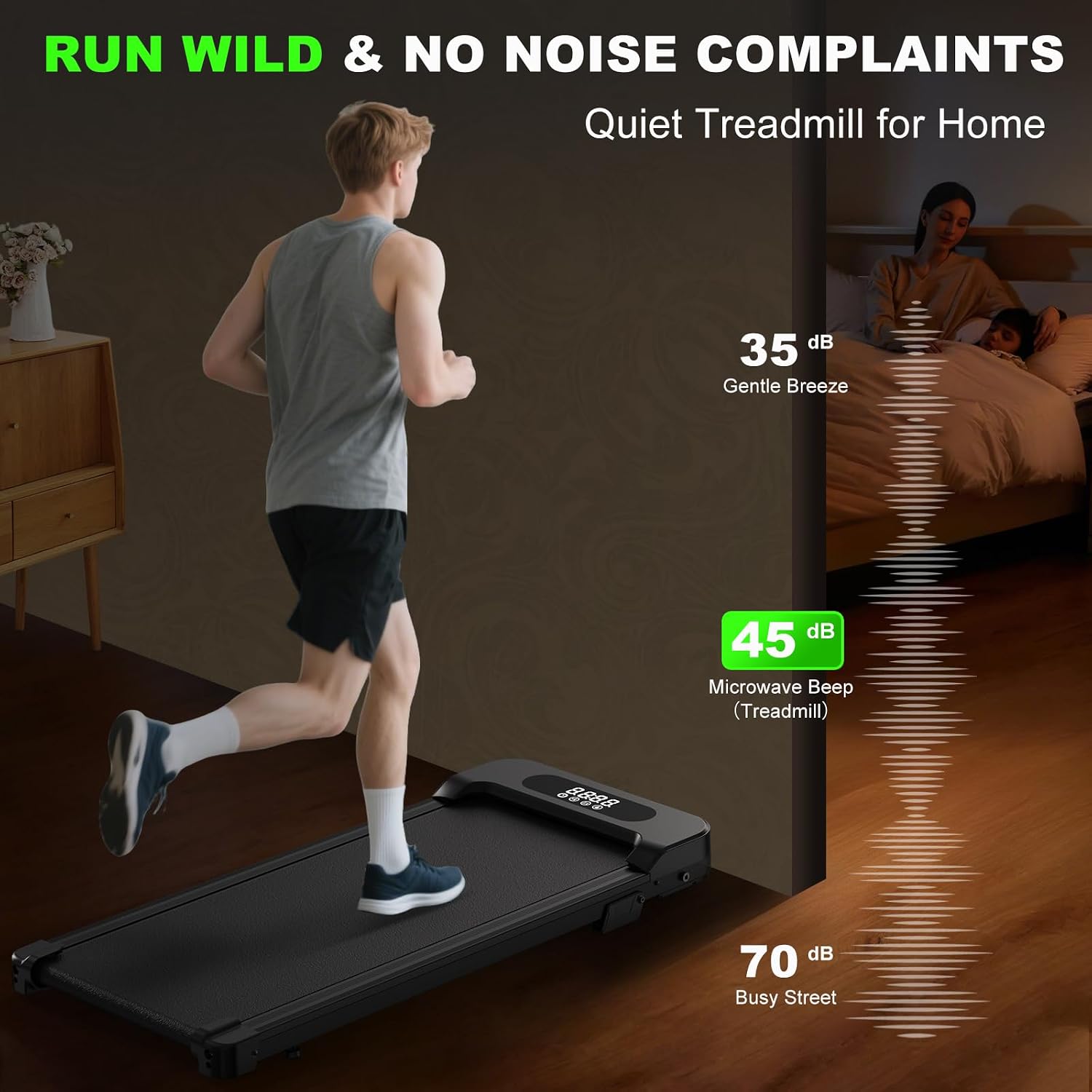 Detalle de HOMEFITNESSCODE loopband met helling, 2,5 pk en LED-display