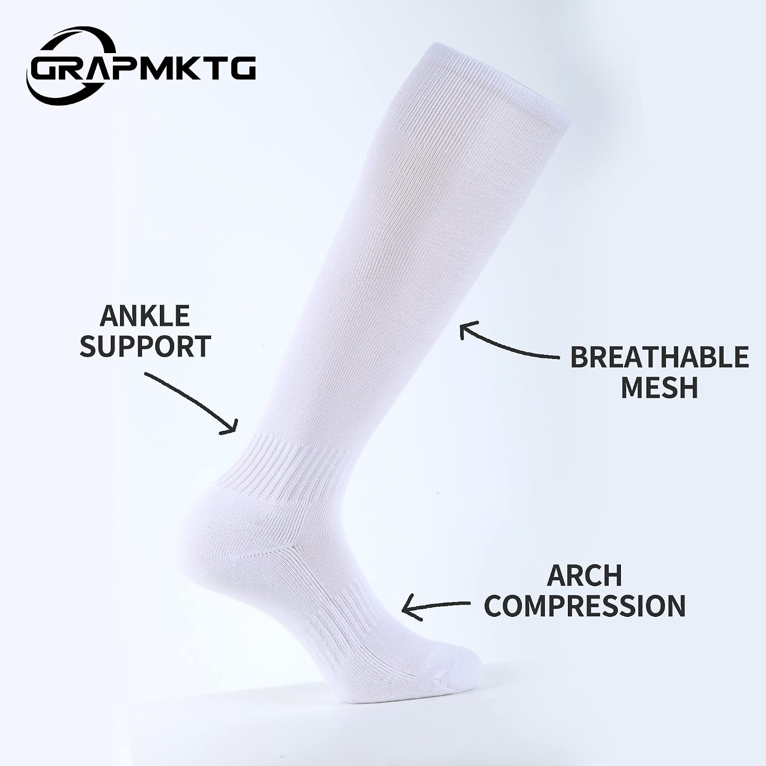 Detalle 2 de GRAPMKTG Knee-High Athletic Socks, 3-Pack