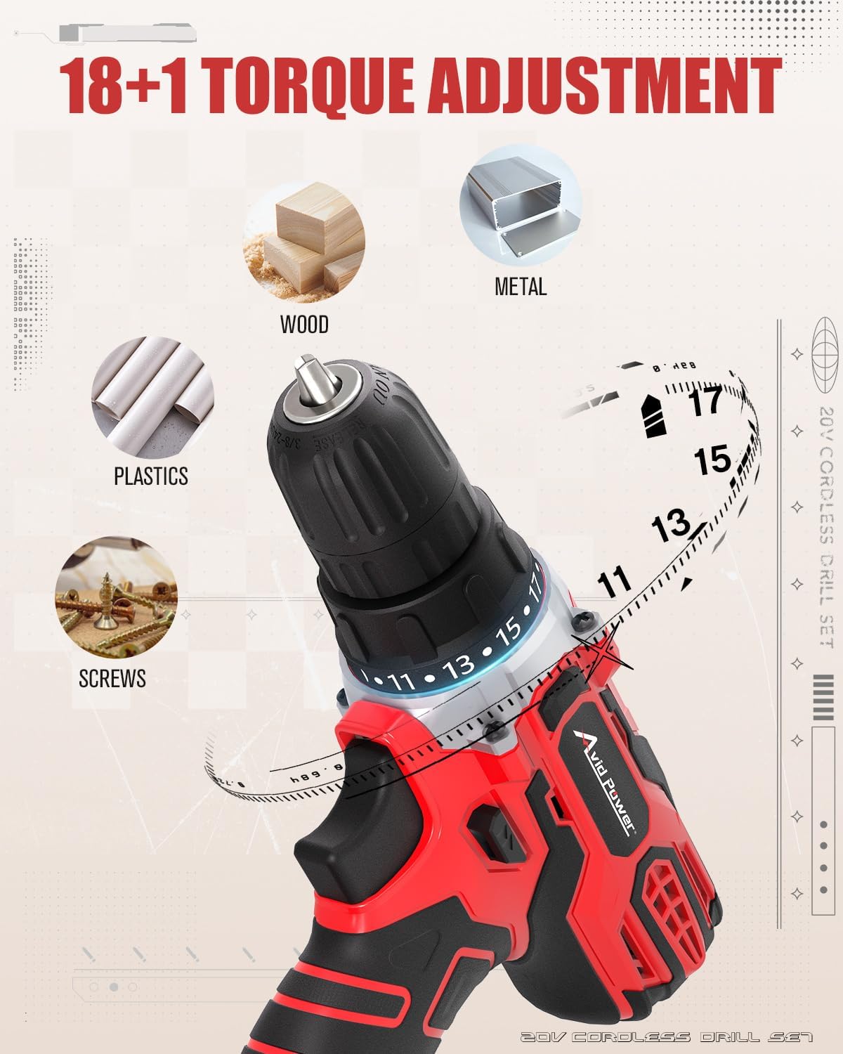 Detalle de AVID POWER Cordless Drill 20V