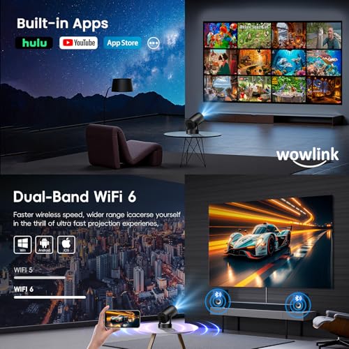 Thumbnail 2 de wowlink W210 Mini proyector portátil con WiFi 6, Bluetooth 5.4 y apps integradas (Air Remote)