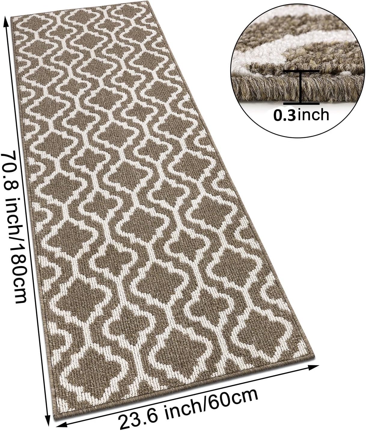 Thumbnail 1 de SHACOS Hallway Runner Rug Non Slip 60x180 cm – Washable Brown
