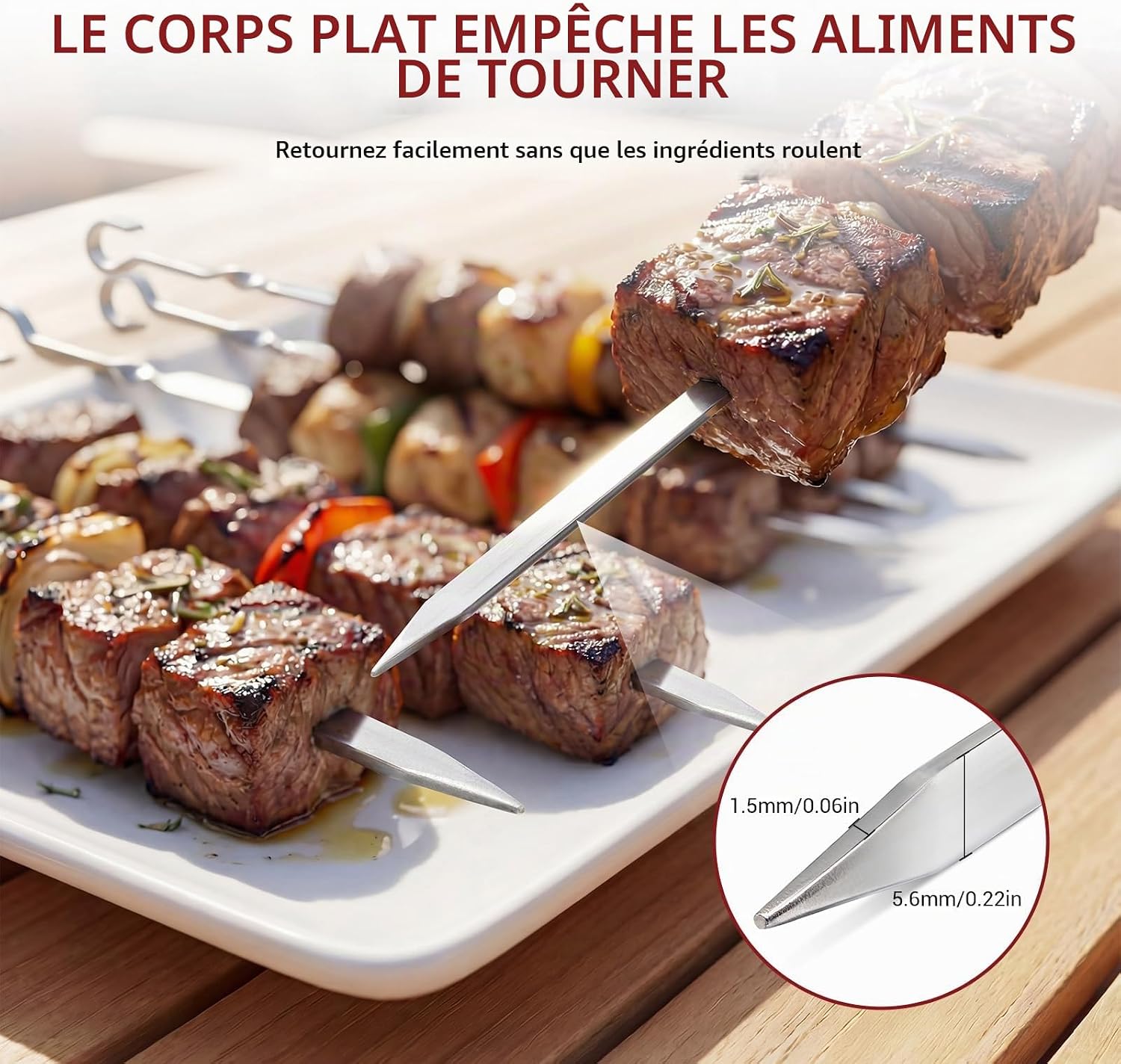 Thumbnail 2 de Homealexa MJ-GS01 grillspiesen, 20 stuks in roestvrij staal met plat ontwerp