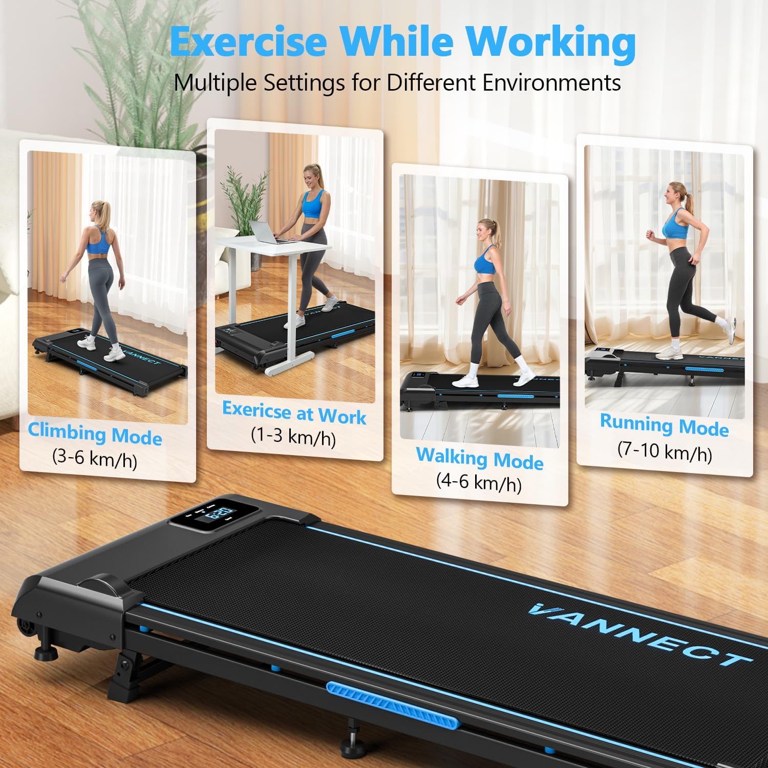 Detalle 2 de VANNECT 4 in 1 Walking Pad 9% incline, 330 lbs capacity ๐ถ