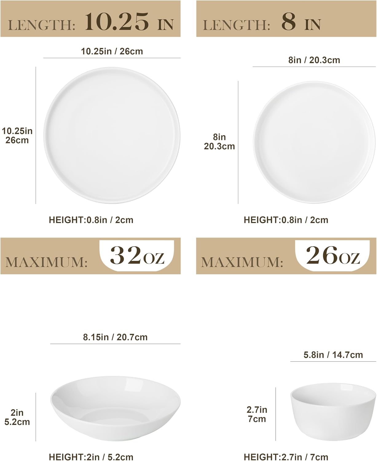 Thumbnail 1 de MALACASA LEXI 24-Piece Porcelain Dinnerware Set (White) with Plates & Bowls for 6