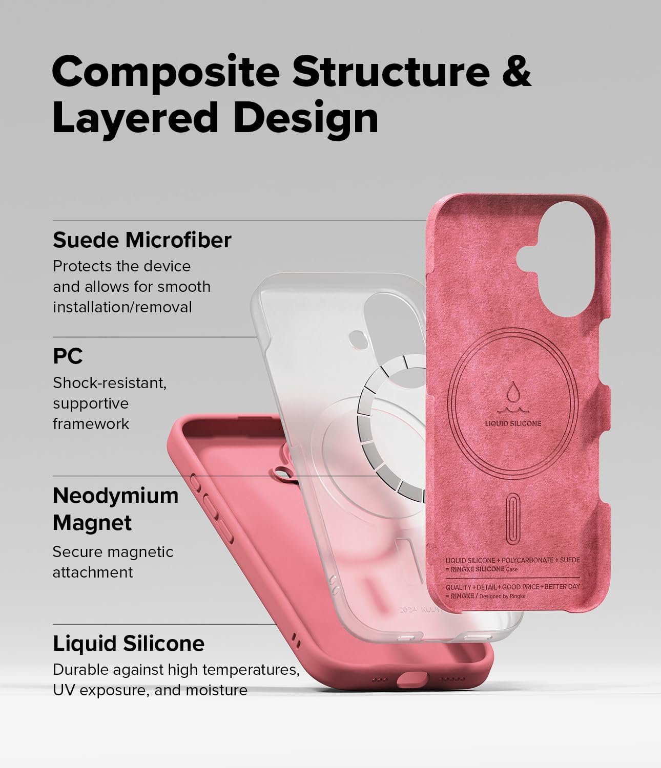 Thumbnail 6 de Ringke Silicone Magnetic Case for iPhone 16 (MagSafe) – Pink