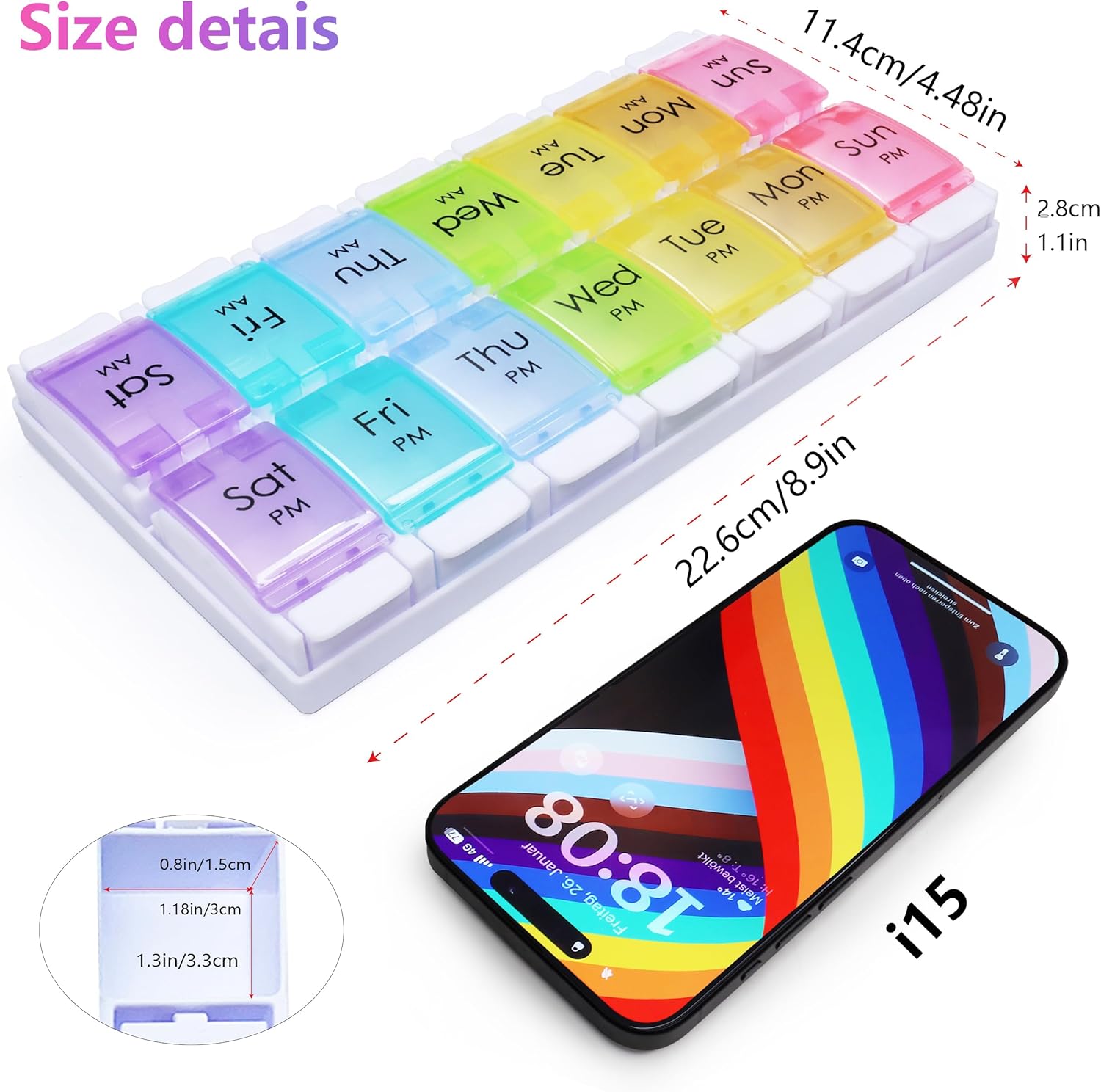 Thumbnail 4 de MOLN HYMY 7-day AM/PM pill organiser, 14 slots 💊
