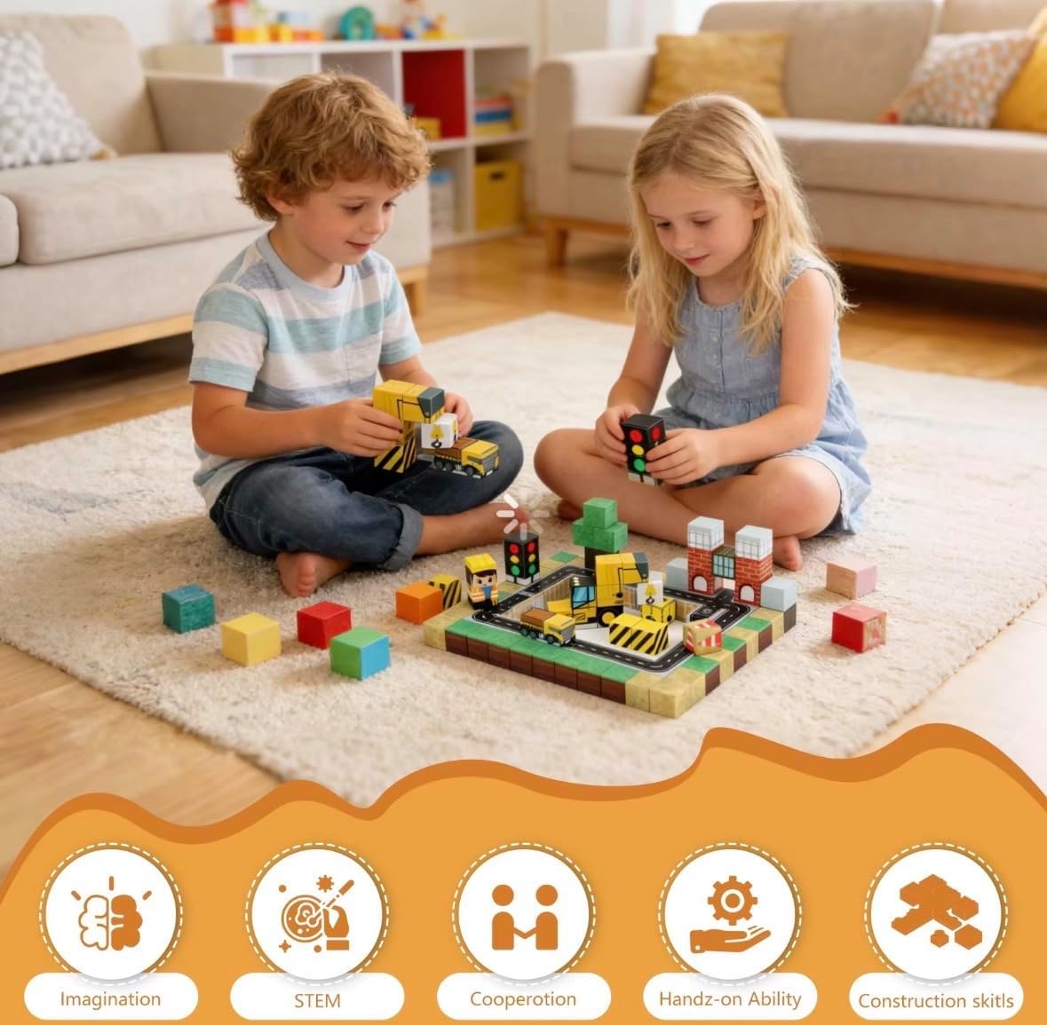 Thumbnail 2 de GigglePlay Magnetic Blocks 100-Piece Construction Set – Educational STEM Toy for Ages 3–10