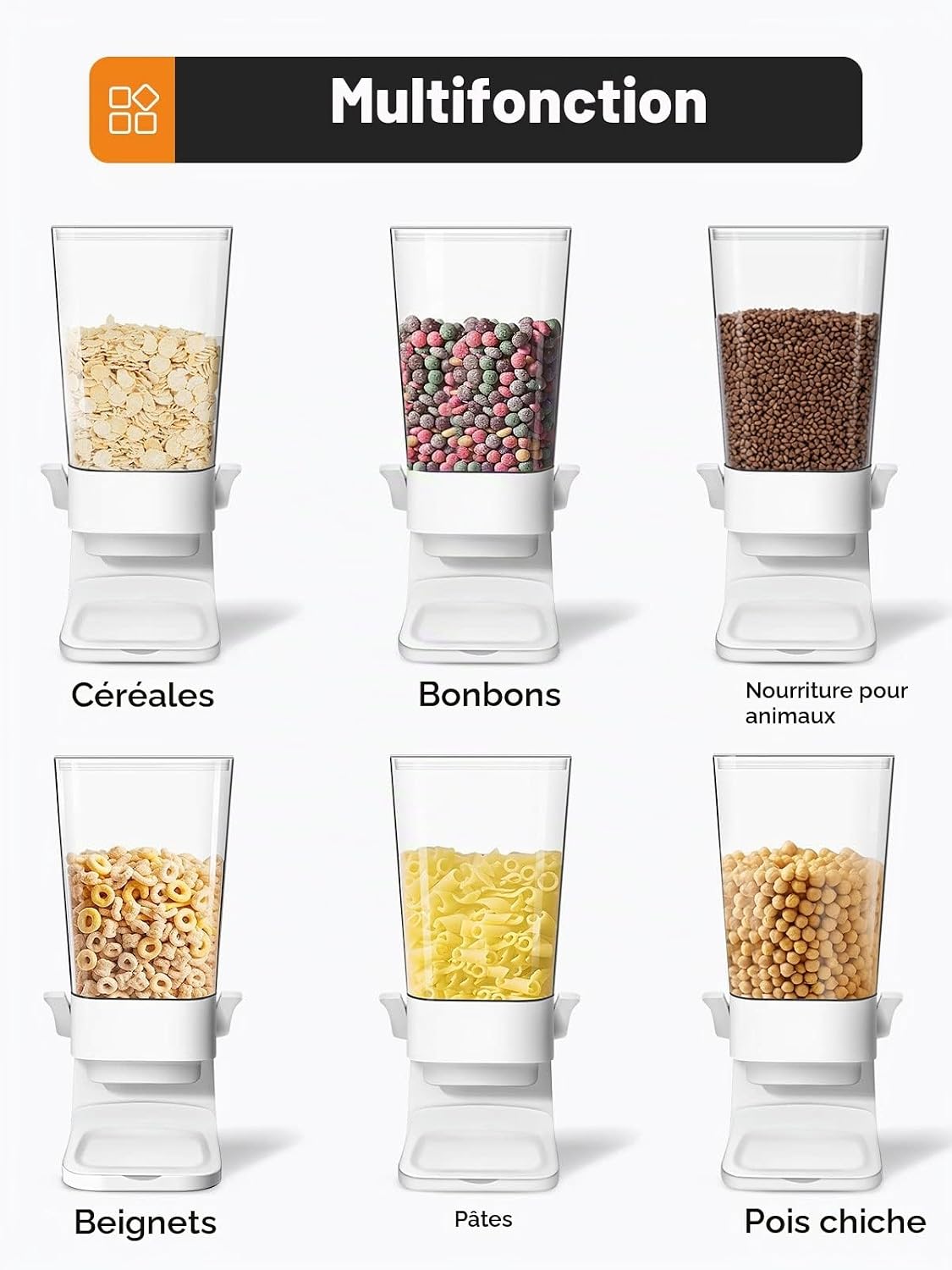 Thumbnail 5 de Tokokimo Blanc granendispenser, set van 2 in wit met bediening via hendel