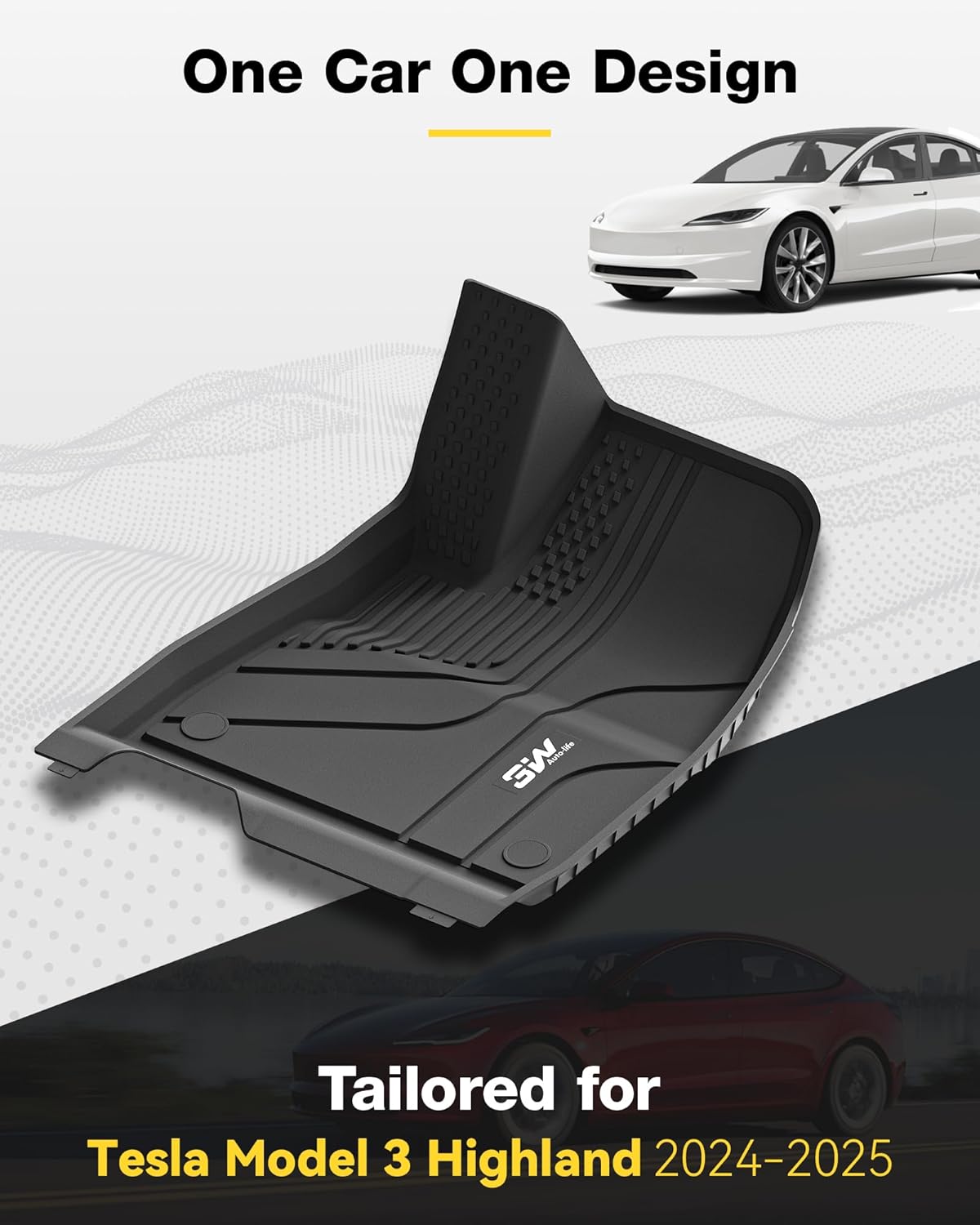 Thumbnail 1 de 3W All-Weather Floor Mats and Boot Liners for Tesla Model 3 Highland (2024–2026) – Custom Fit, Dog Friendly