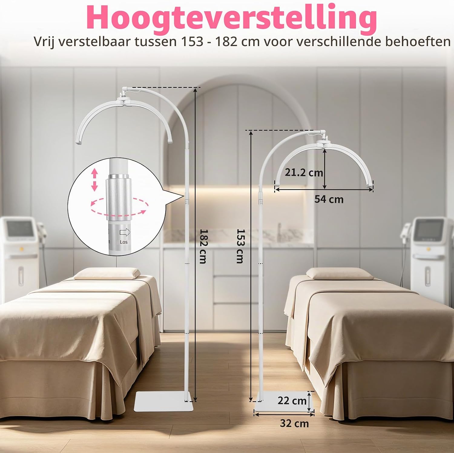 Thumbnail 3 de CGBE F-550 halvemaanvormige LED-wimperlamp met telefoonhouder, dimbaar, 30 W
