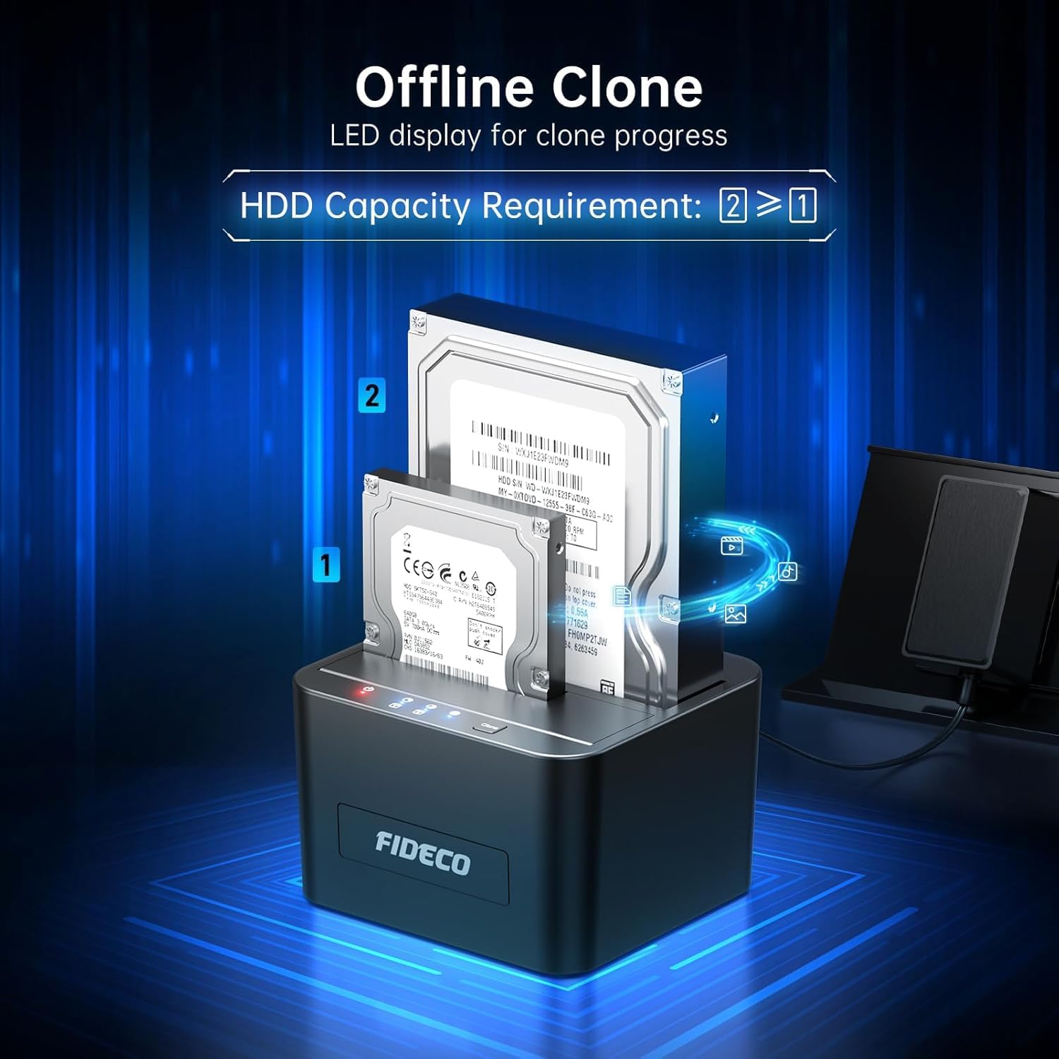 Thumbnail 2 de FIDECO Hard Drive Docking Station dual‑bay, USB 3.0