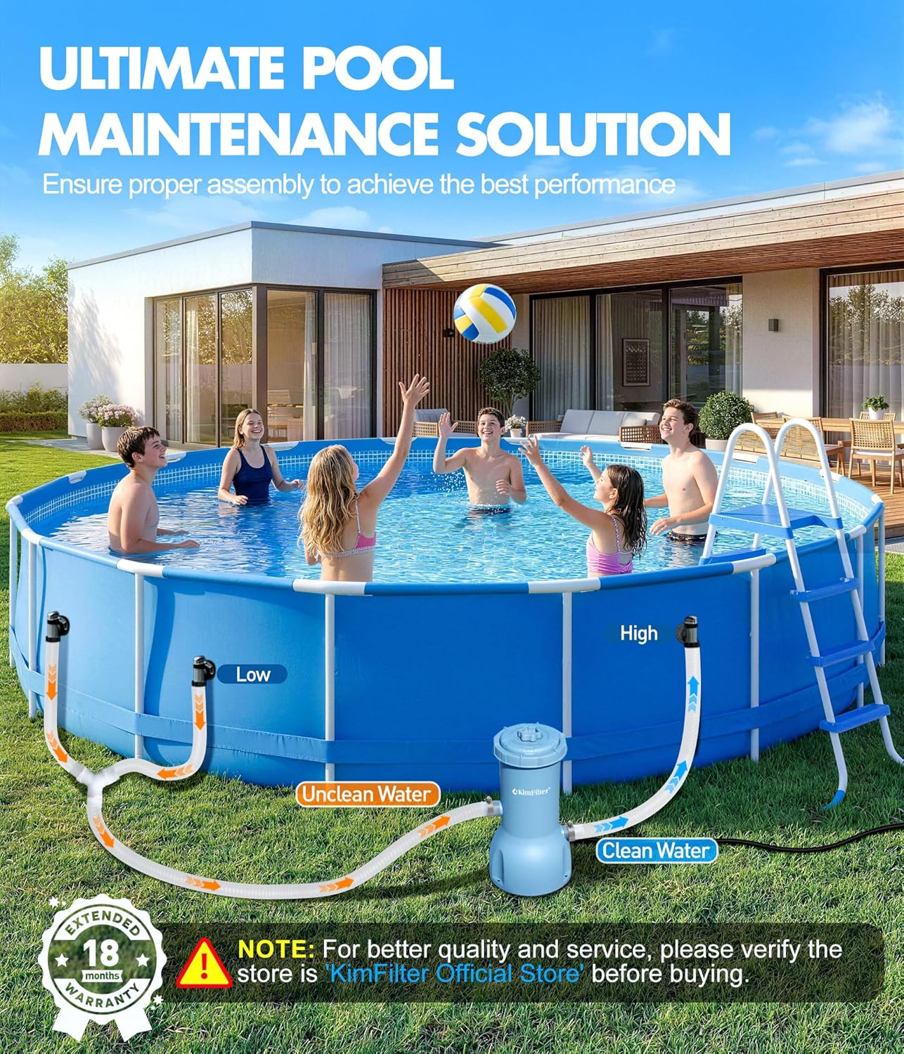 Thumbnail 5 de KimFilter Pro Series 1000 GPH Above Ground Pool Filter Pump