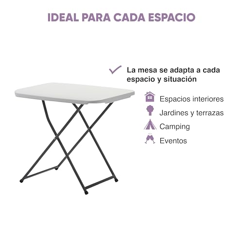 Thumbnail 9 de KG KITGARDEN Mesa Plegable Auxiliar con Altura Ajustable 50x75x56–73 cm (Blanca)