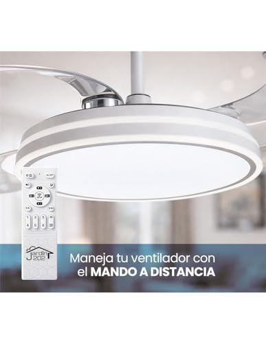 Thumbnail 1 de Jardin202 JARDIN202 ventilador de techo con luz LED, mando y motor DC (50 cm, blanco)