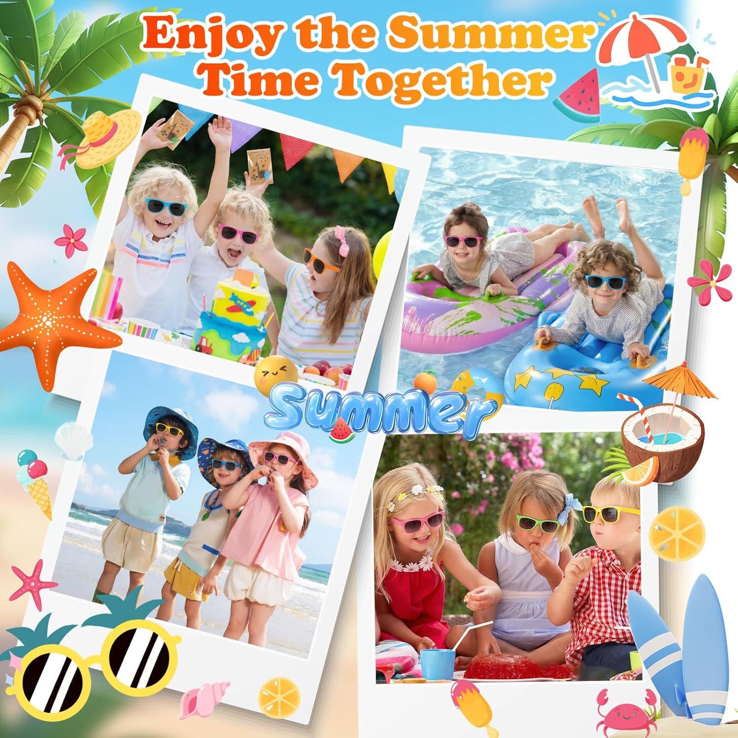 Thumbnail 4 de Ovneele Kids Neon Sunglasses Pack: 36 Colourful Pairs for Summer Every Day