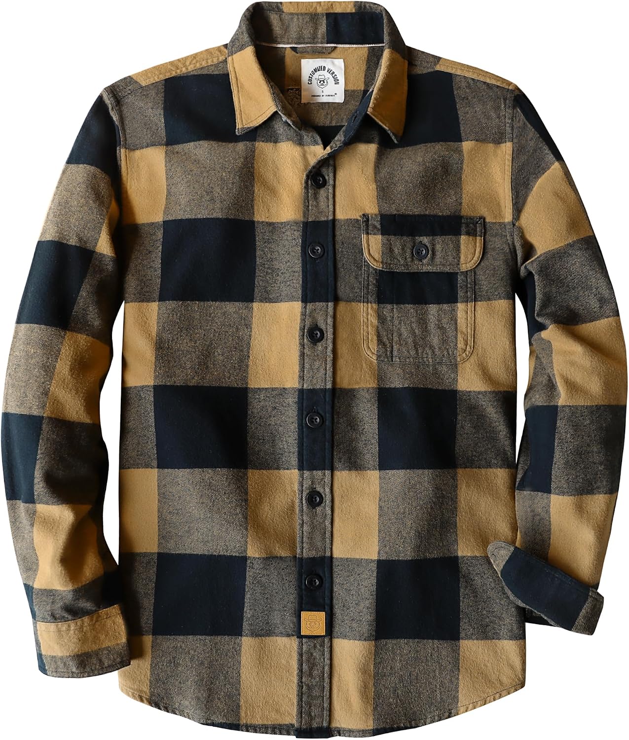 Detalle de Dubinik 6 oz Flanellhemd Herren – kariertes Langarmhemd mit Button-Down, Regular Fit