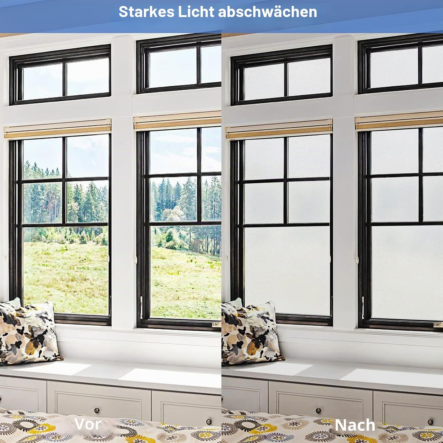 Thumbnail 4 de Volcanics Fensterfolie blickdicht (Milchglas-Effekt) 90 x 200 cm, statisch, klebstofffrei mit Montagewerkzeug
