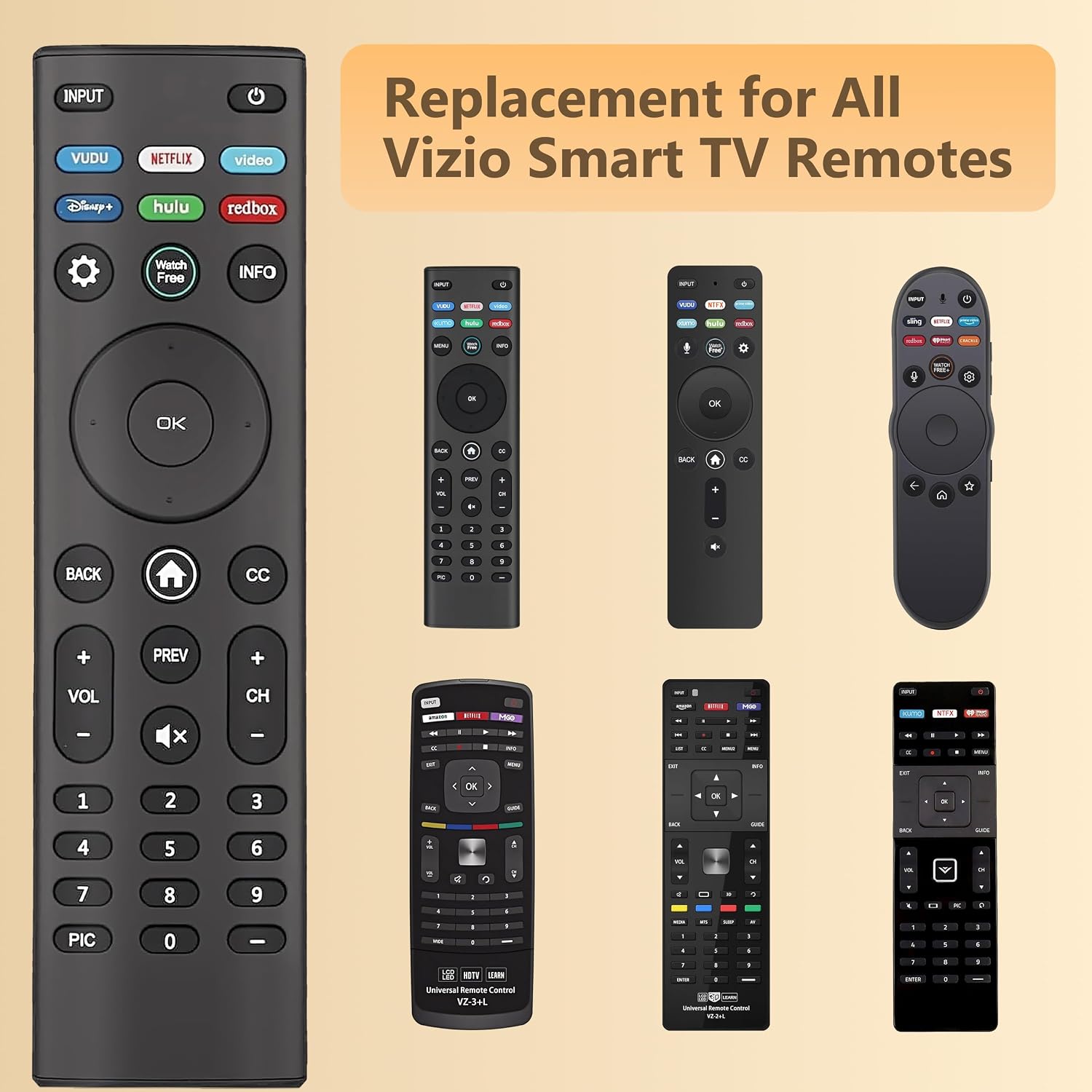 Detalle 2 de Nettech Universal Vizio TV Remote for Smart TVs, Infrared, 40-Foot Range