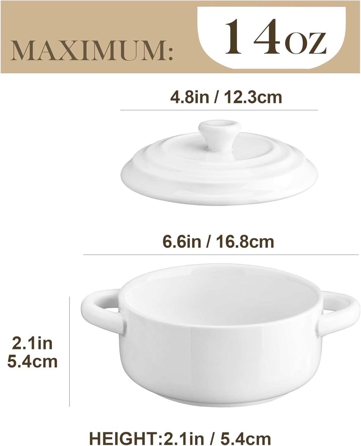 Detalle 2 de MALACASA Mini Cocotte Set 14 OZ 🍲