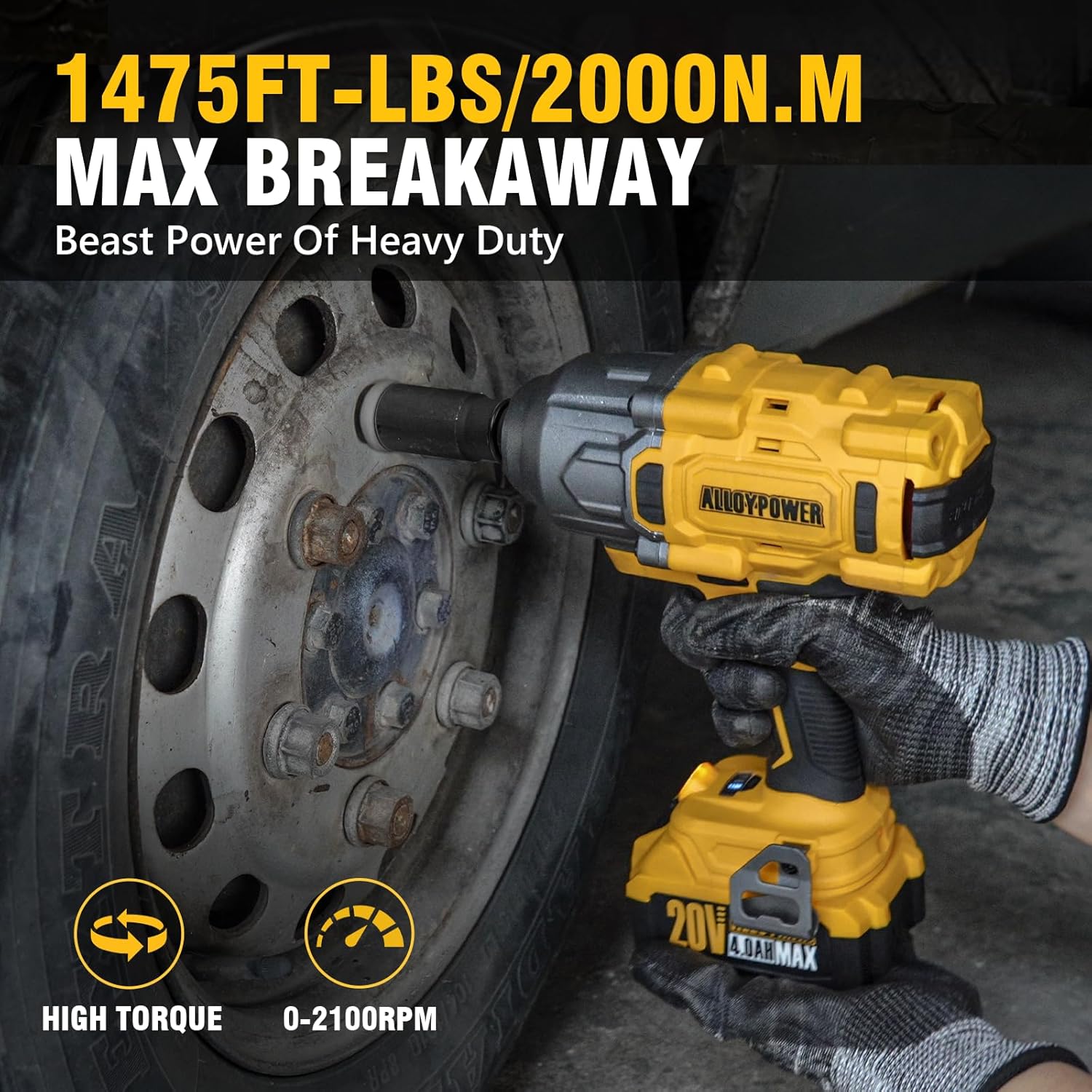 Detalle 2 de ALLOYPOWER Cordless Brushless Impact Wrench 1475 ft-lbs