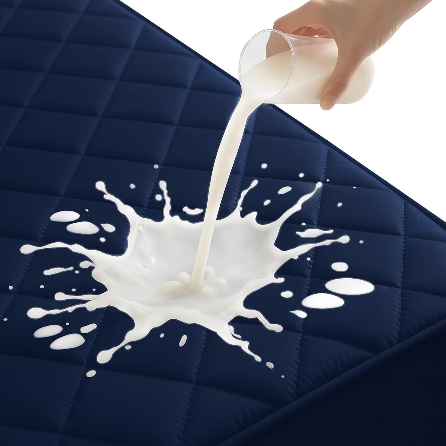 YSTELLAA Protège Matelas Impermeable 180x200cm – Matelassé Bleu Marine