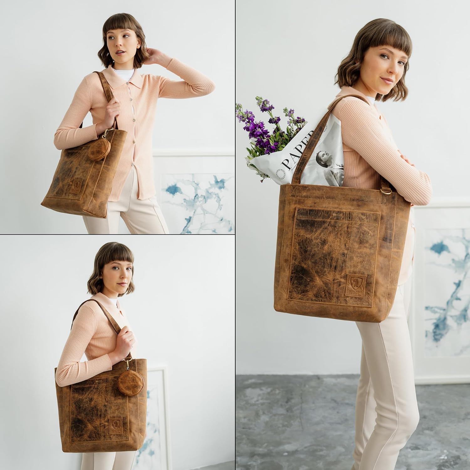 Thumbnail 5 de Berliner Bags Seville Grand : Cabas en Cuir Véritable pour Femme, Spacieux et Élegant
