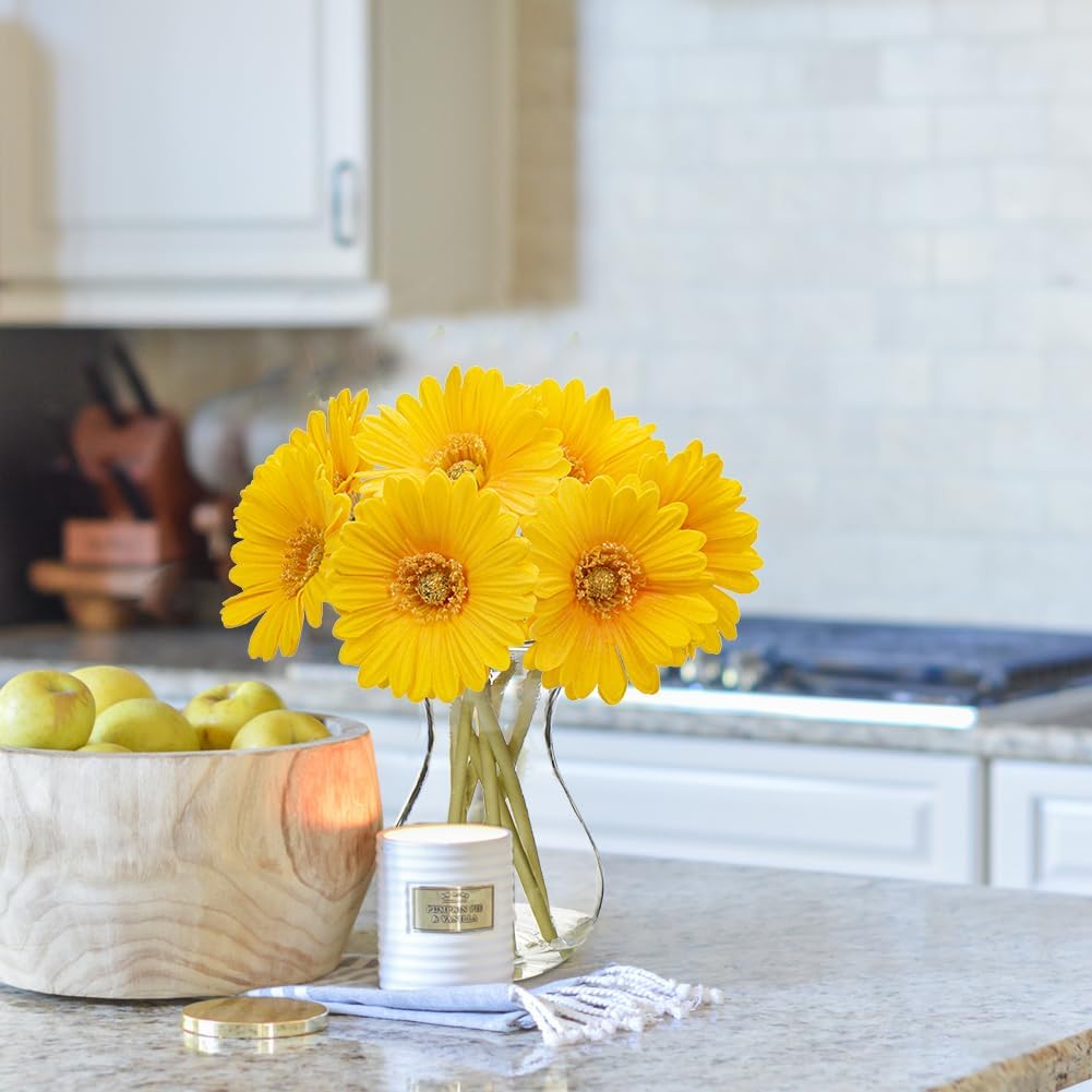 Detalle 2 de Sturdy 7-Piece Artificial Daisies with Glass Vase