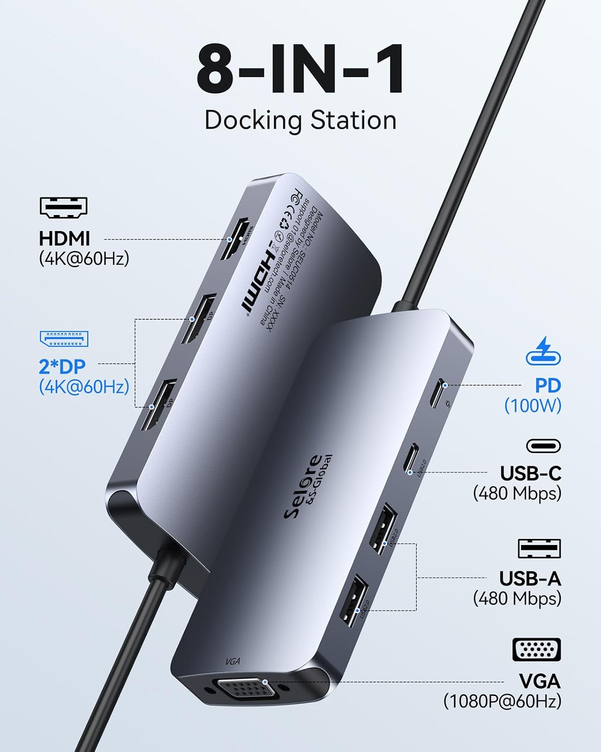 Thumbnail 1 de USB C Dockingstation 8in1 mit 4K Display