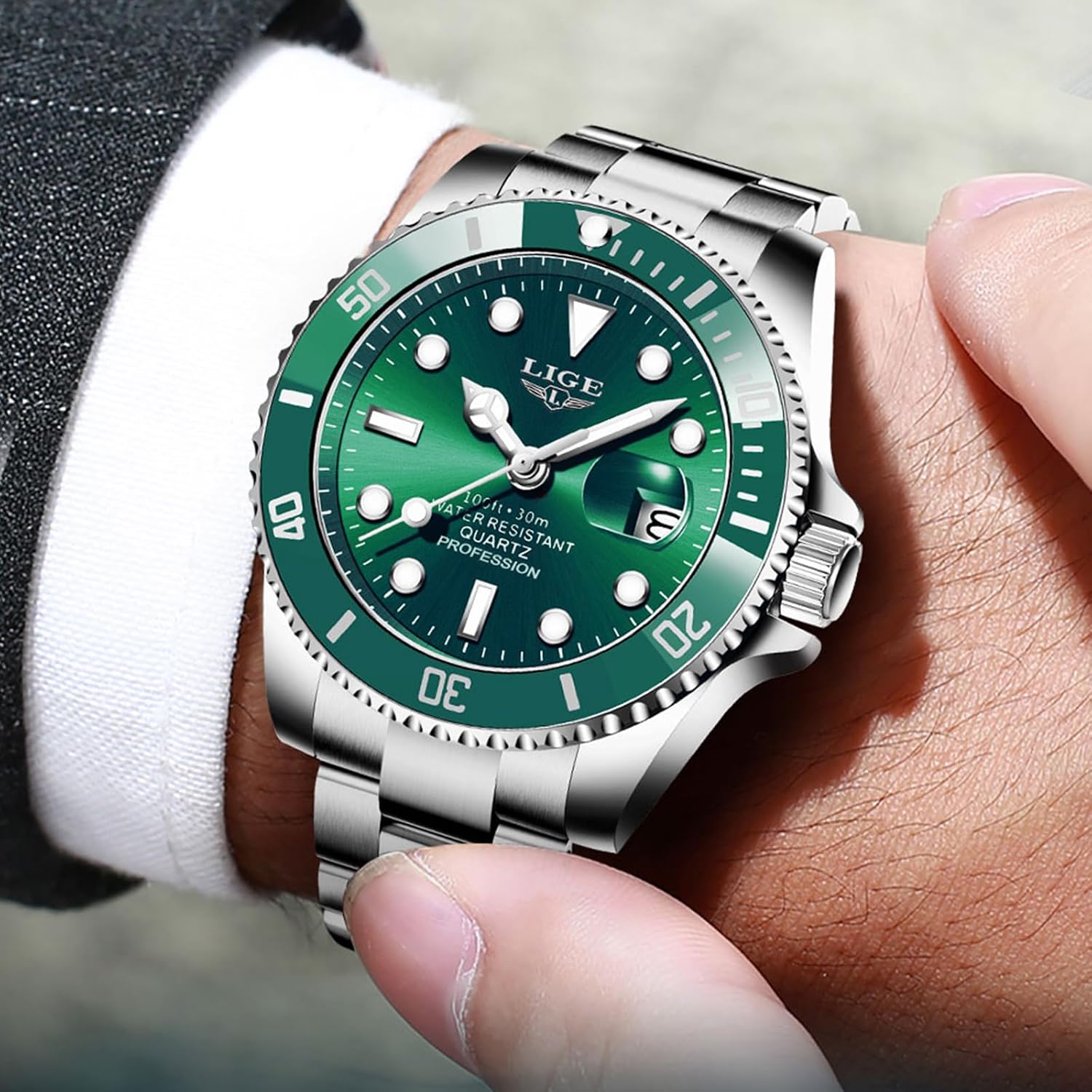 Detalle 2 de LIGE Herrenuhr mit analogem Quarzwerk, Kalenderfunktion und 3ATM Wasserdicht (30M)