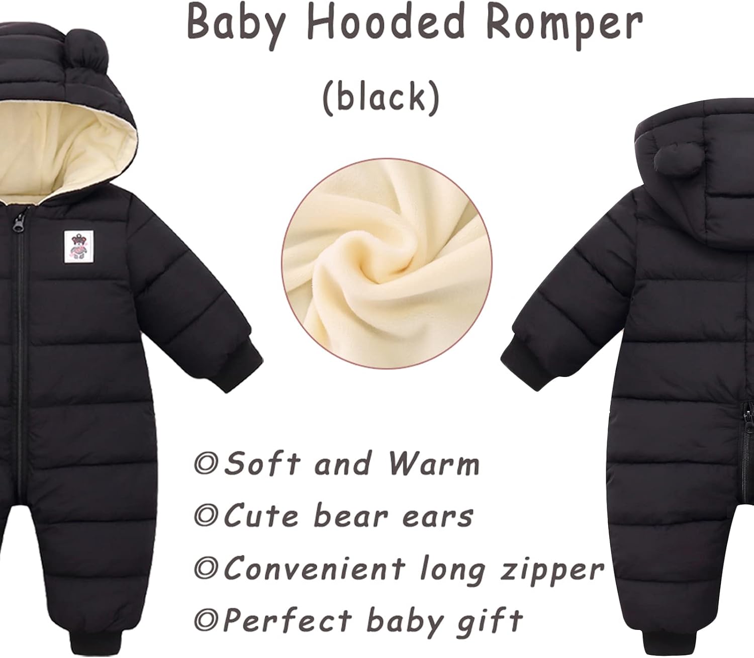 Detalle de JiAmy Baby Winter Overall mit Kapuze 0-18 Monate
