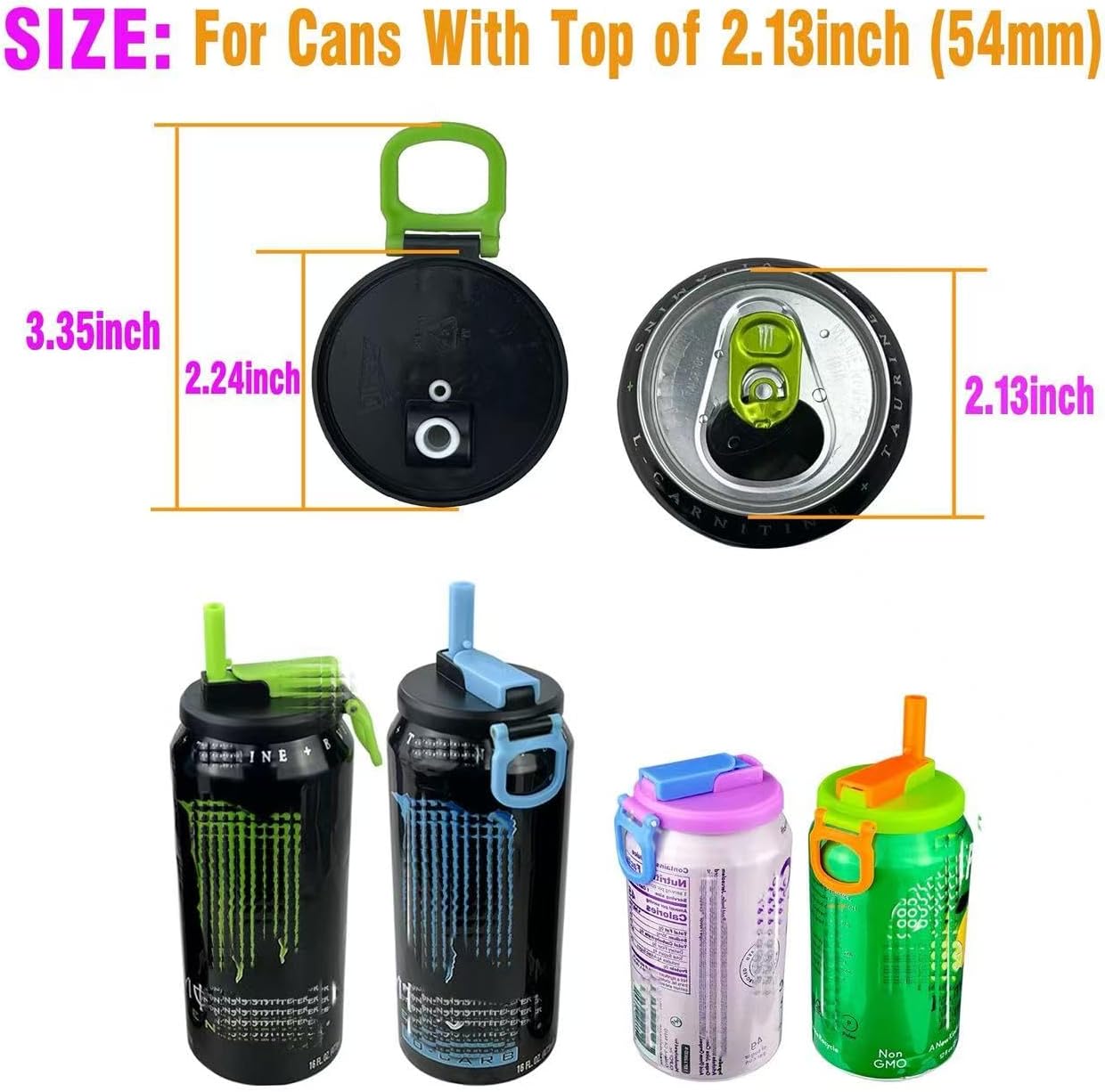 Detalle de DIPESI K01 Soda Can Lids with Straws for Standard 12 oz and 16 oz Cans