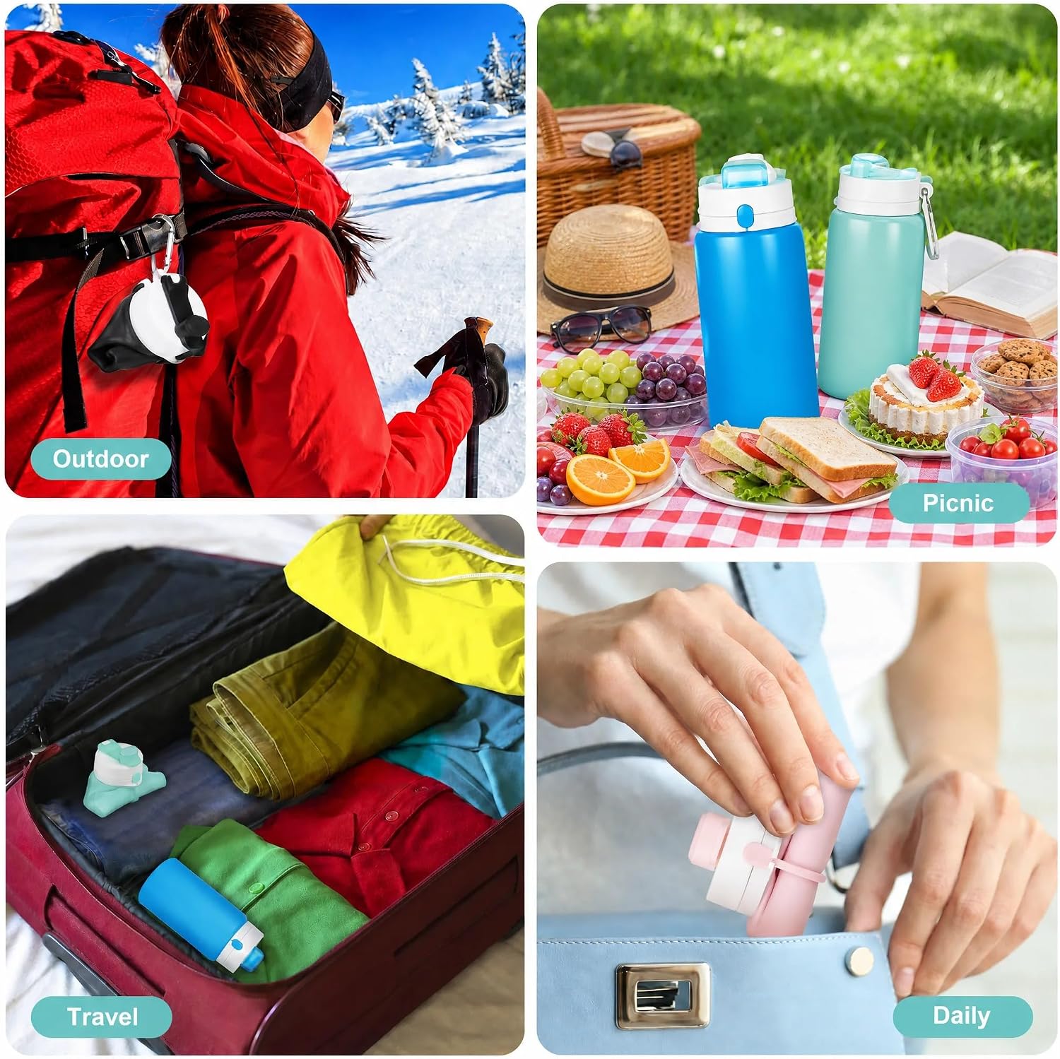 Thumbnail 5 de PLTCAT Model 1 19oz Collapsible Silicone Water Bottle, BPA-Free