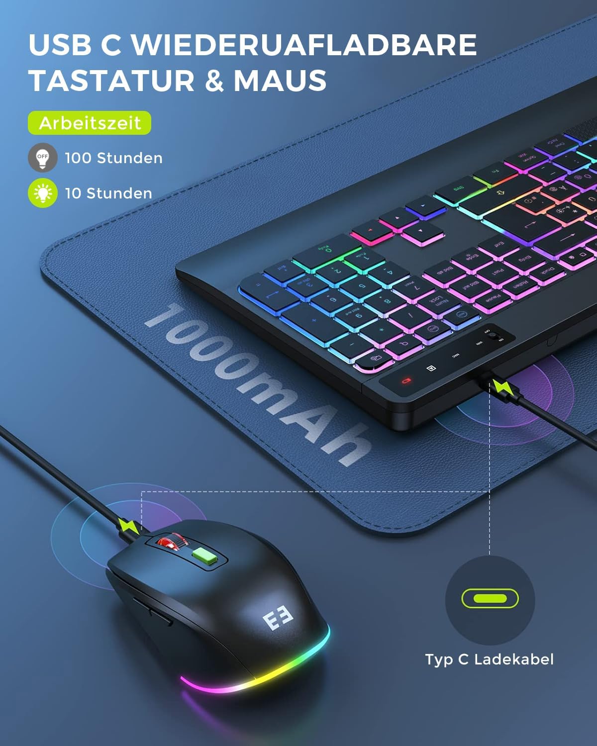 Thumbnail 5 de seenda JPX006 kabelloses Tastatur-Maus-Set 3 DPI
