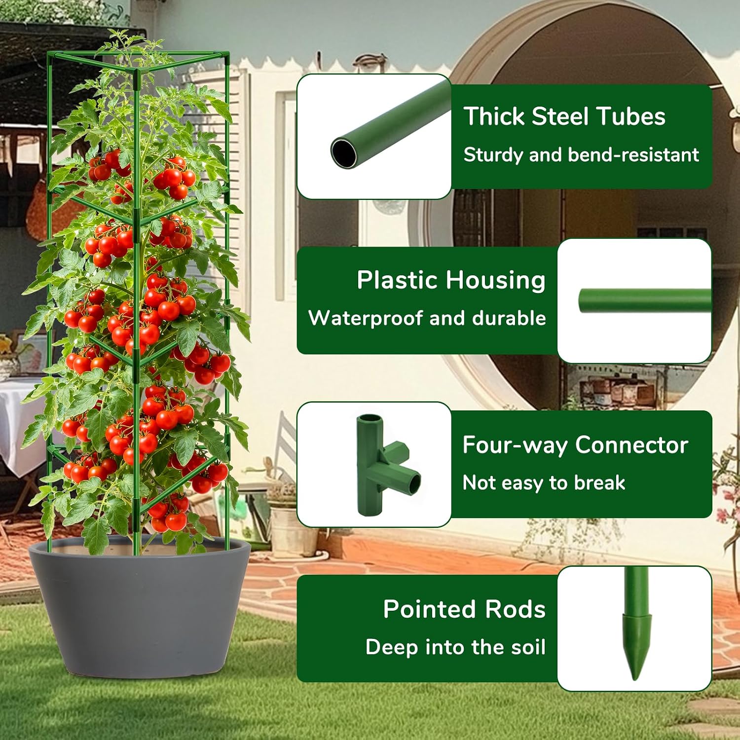 Detalle 1 de ZeeDix Tomato Cage Set 65-Inch