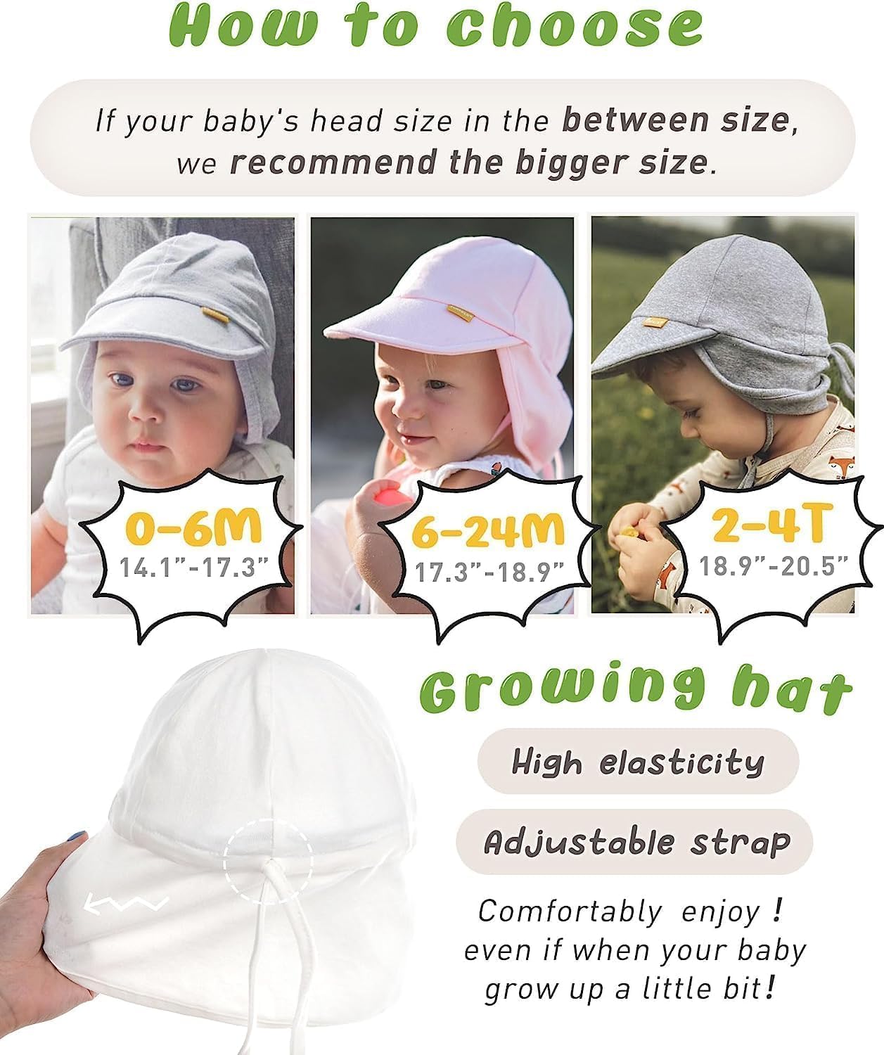Thumbnail 4 de FURTALK Cotton Baby & Toddler Sun Hat (UPF 50+) with Adjustable Chin Strap & Neck Flap