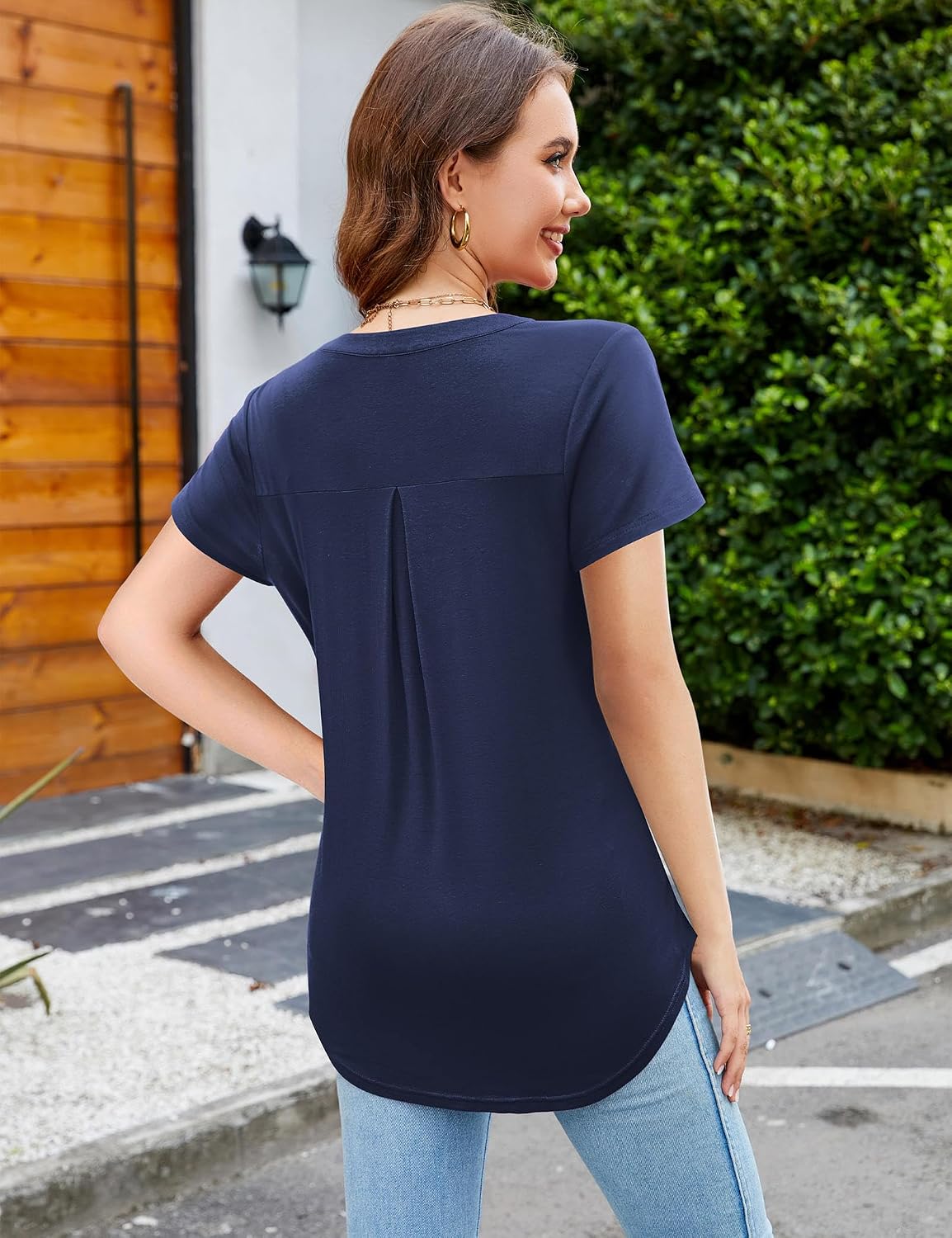 Thumbnail 3 de Beluring Damen T-Shirt V-Ausschnitt Plissee