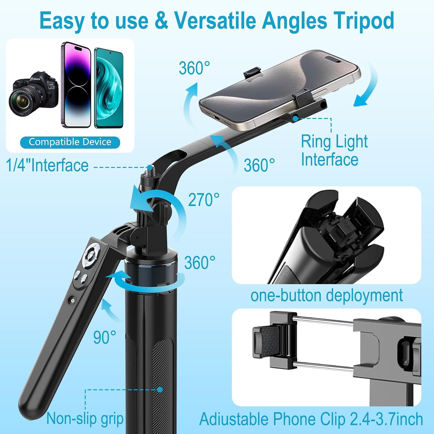 Thumbnail 6 de DMYWB ZH0003-A1 Vlogging Kit with 71-Inch Tracking Tripod, 2 Lights & 2 Mics