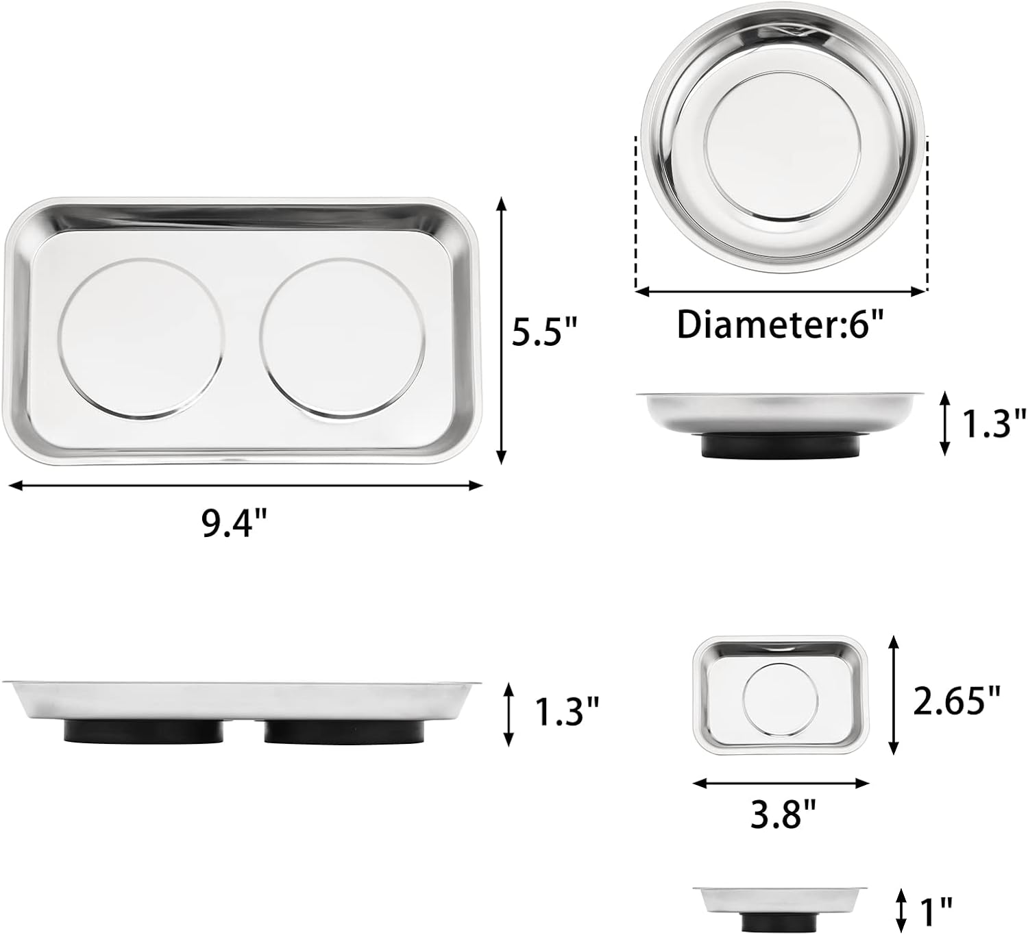 Thumbnail 2 de Mayouko 3PCS magnetic parts tray set — stainless steel