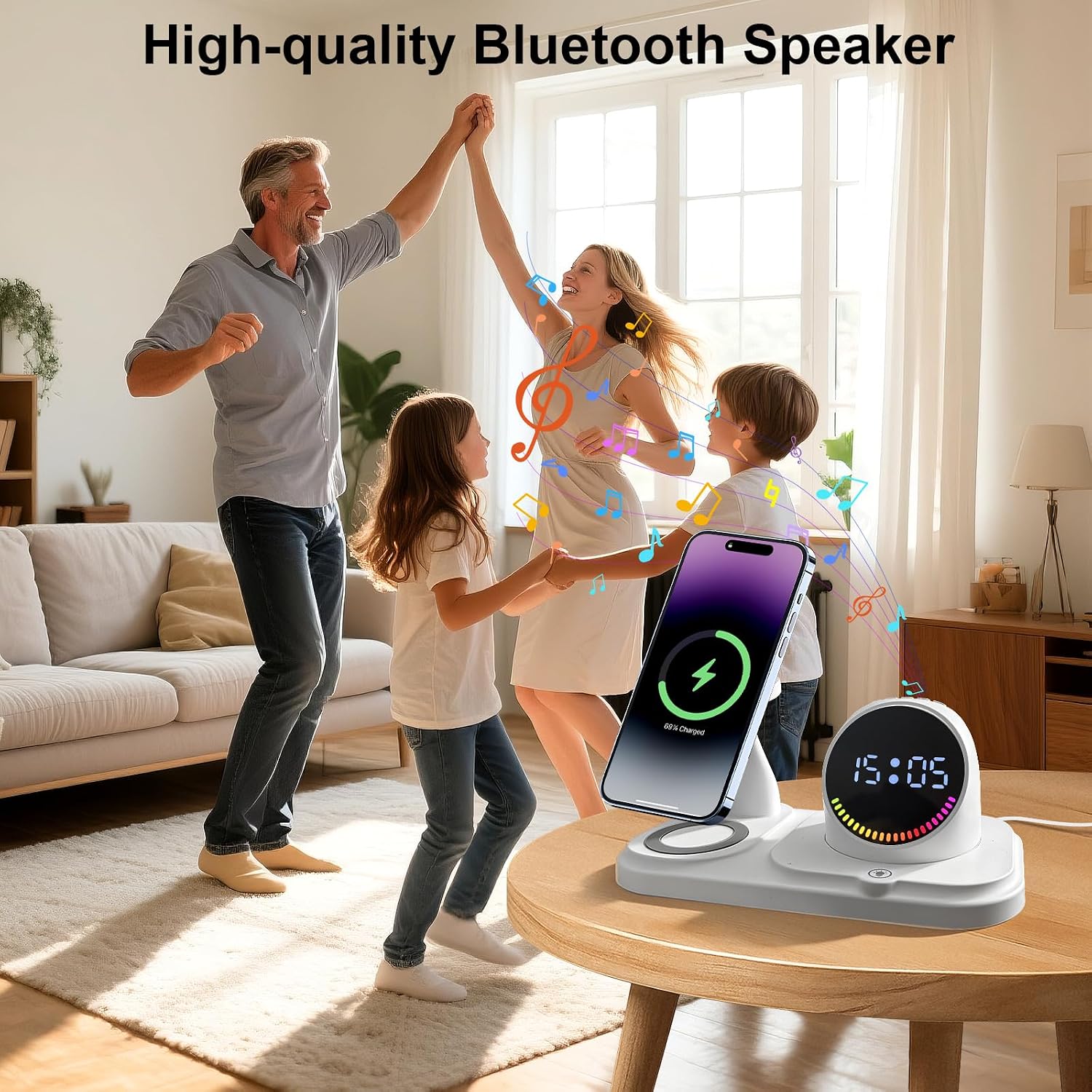 Detalle 2 de 6 en 1 Cargador inalámbrico con altavoz 30 W