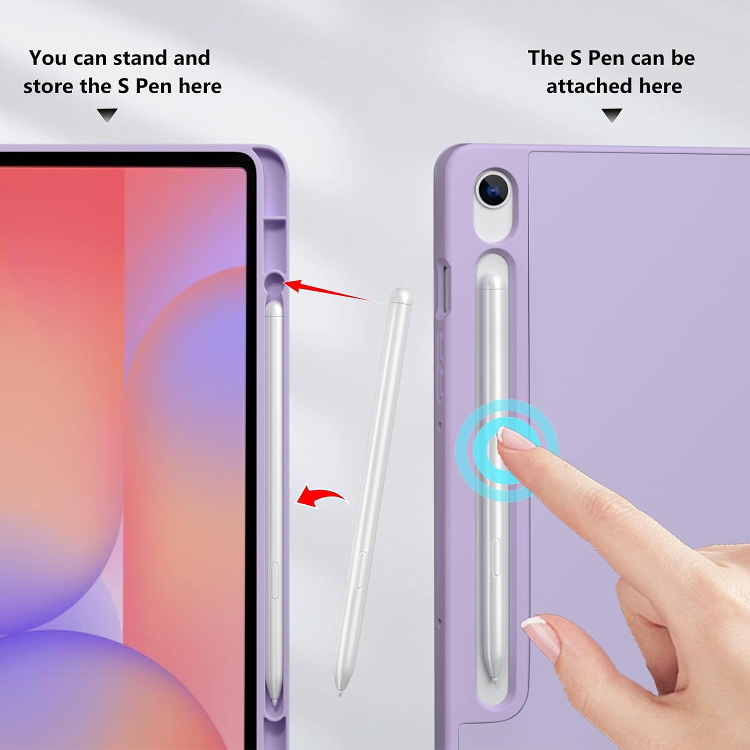 Detalle de ProCase smart case for Galaxy Tab S10 Lite / S10 FE / S9 FE 10.9" with S Pen holder (light purple)