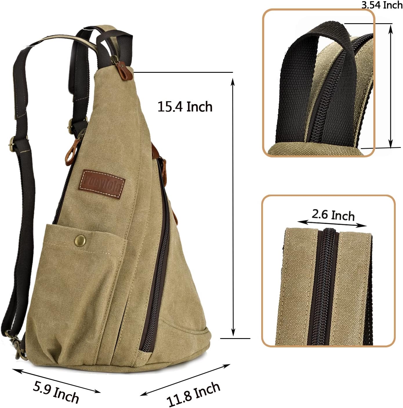Thumbnail 1 de Poeyleja Canvas Sling Bag Convertible Crossbody Bag for Day-to-Day Travel
