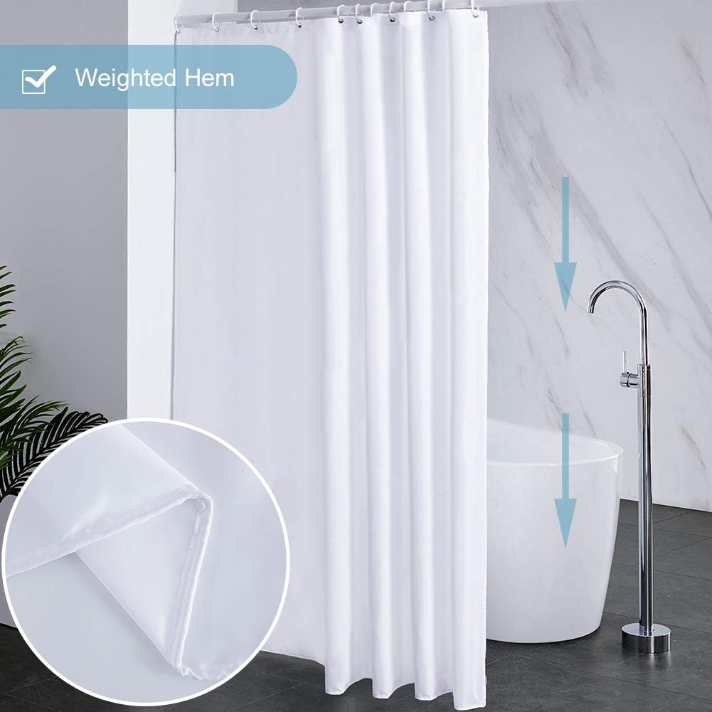 Detalle 2 de Furlinic Rideau de douche anti-moisissure en polyester imperméable (180 x 200 cm) avec 12 crochets