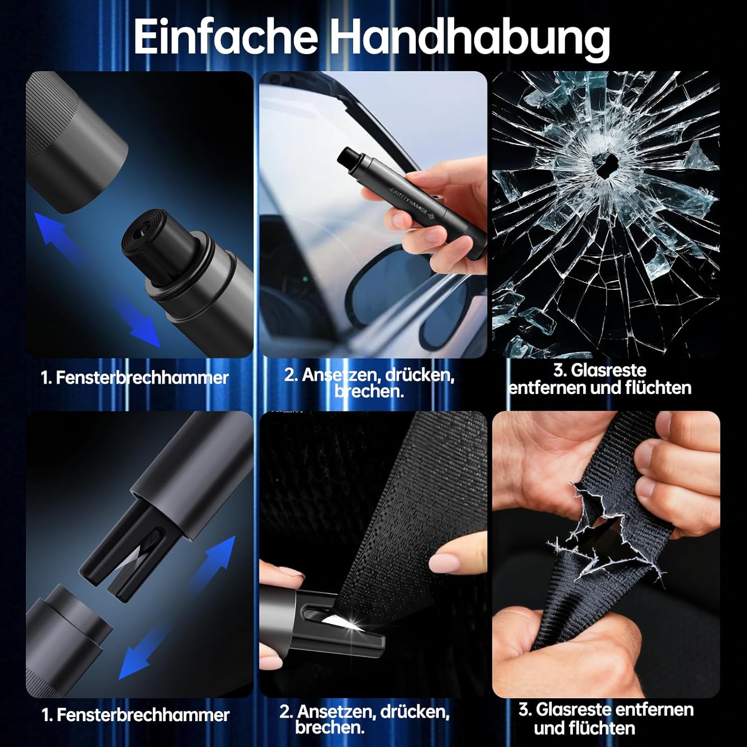 Thumbnail 4 de 2-in-1 Auto Notfallhammer 4er Set